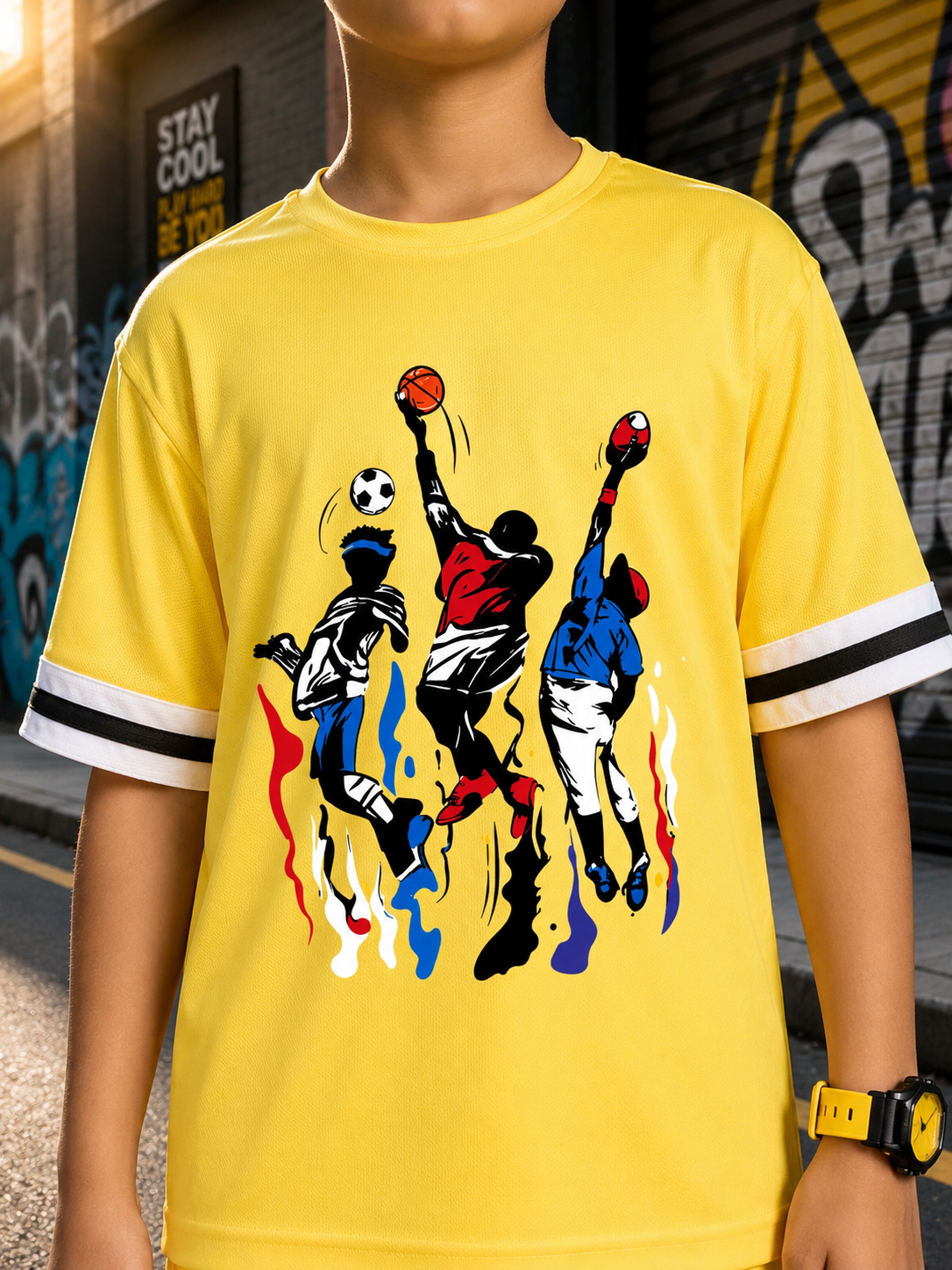 THE STREET T-SHIRT FOR BOYS GIRLS YELLOW