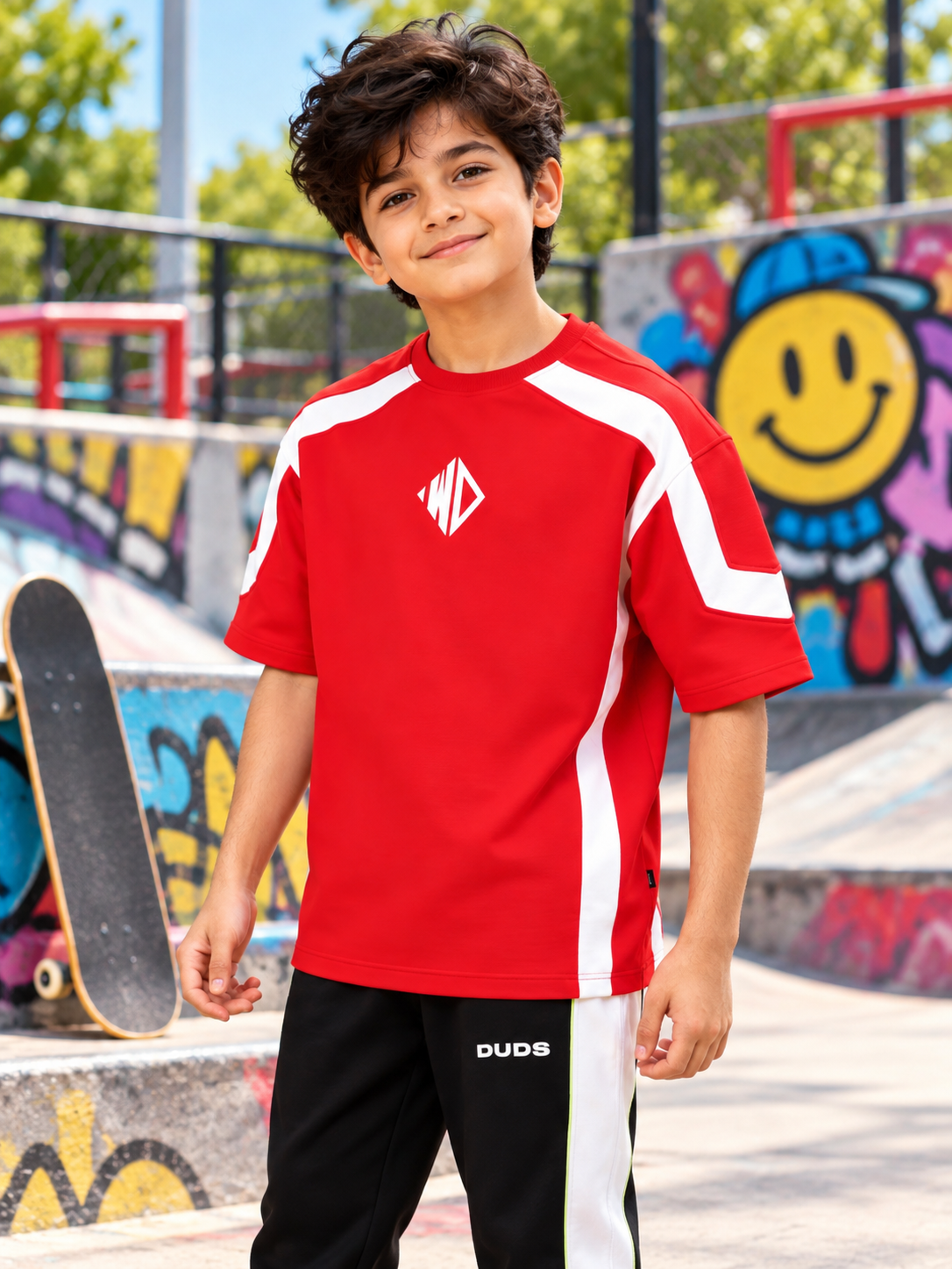 RUGBY OVER-SIZED T-SHIRT KIDS RED WHITE