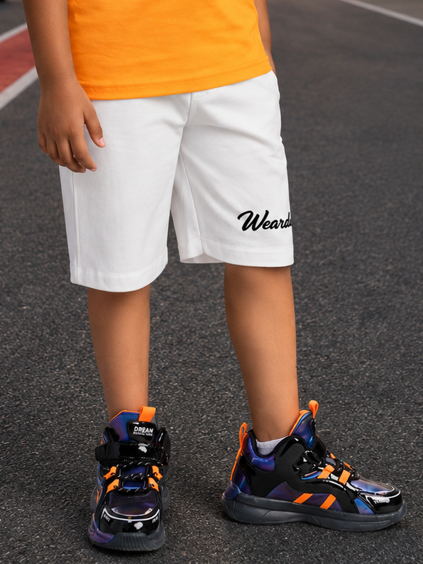 GRAPHIC CAR CASUAL SHORTS FOR BOYS GIRLS WHITE