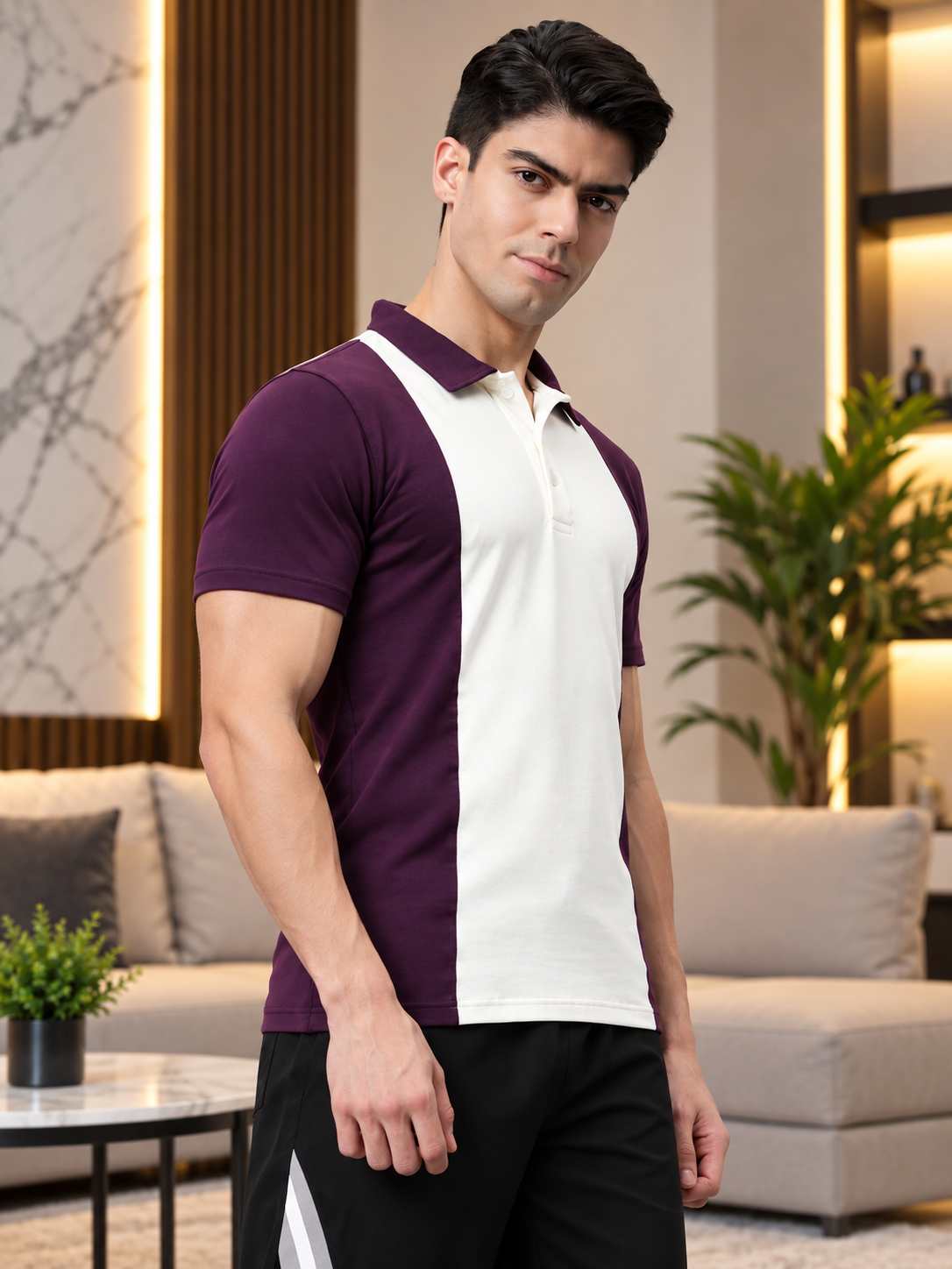 GLORY REGULAR FIT T-SHIRT PURPLE-OFF WHITE