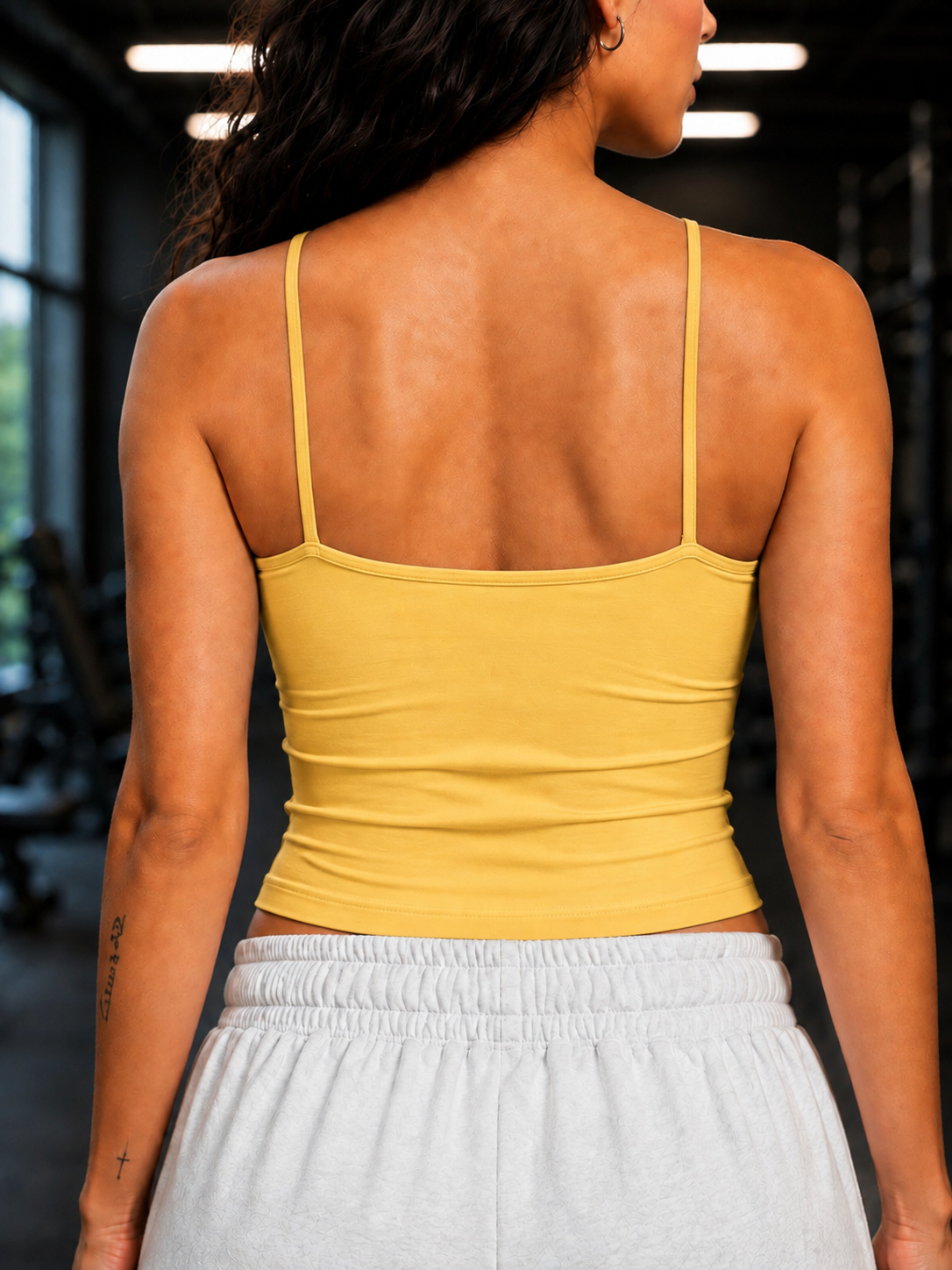 WOMEN SEAMLESS COTTON CROP-TOP YELLOW