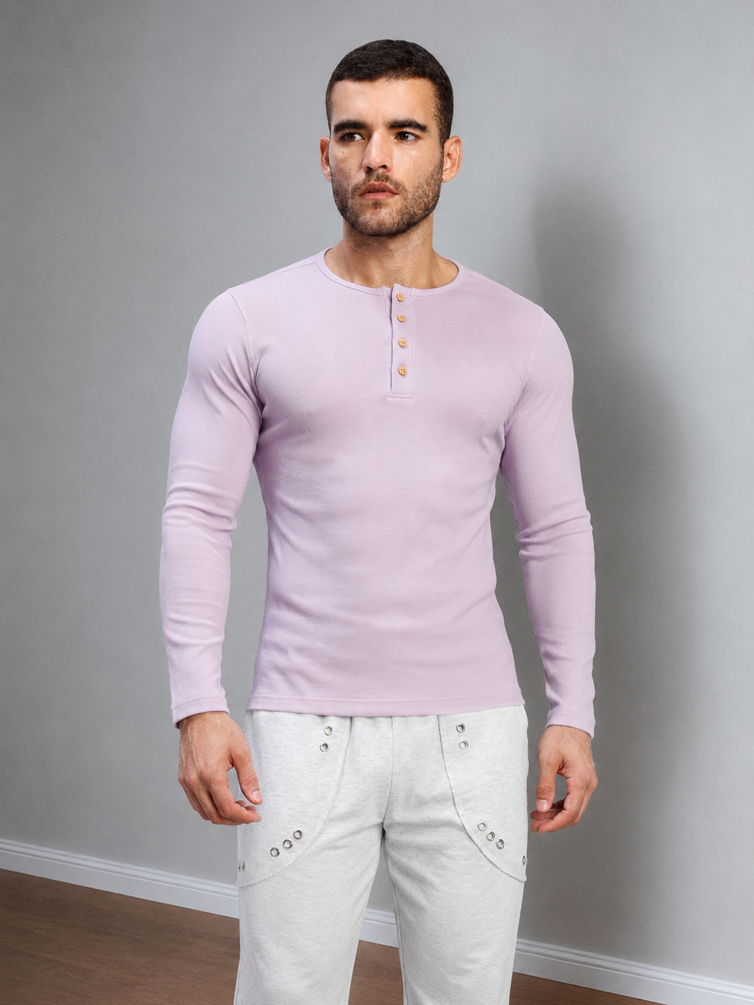 ATHLETIC FIT BUTTON-UP LAVENDER
