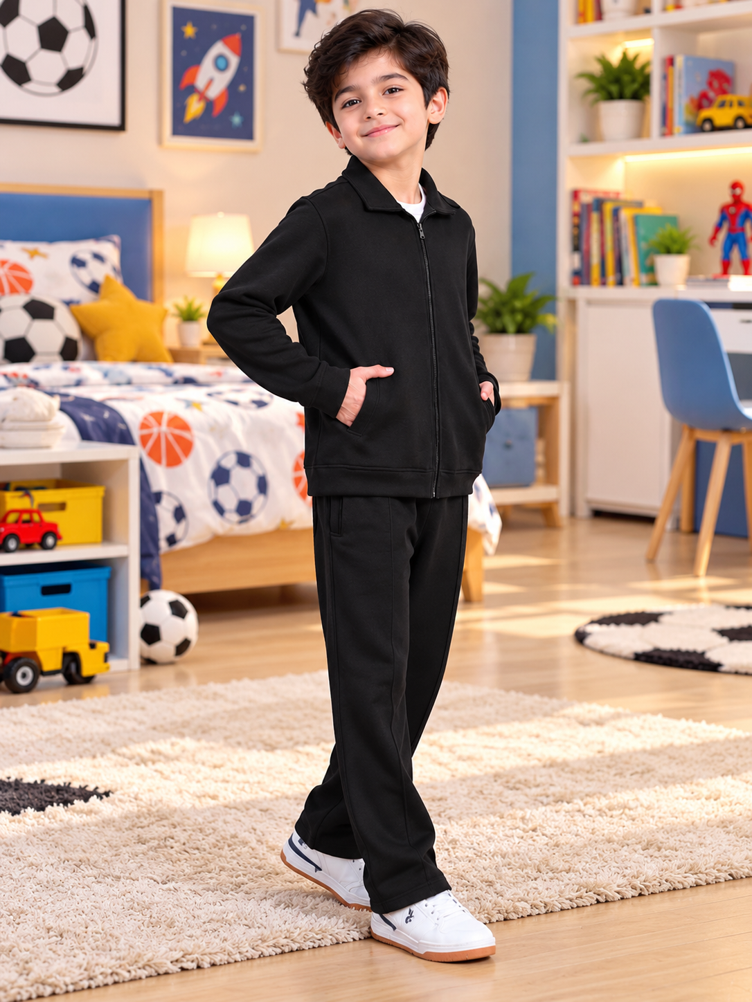 SHAGGY FLEECE JOGGER FOR KIDS BLACK