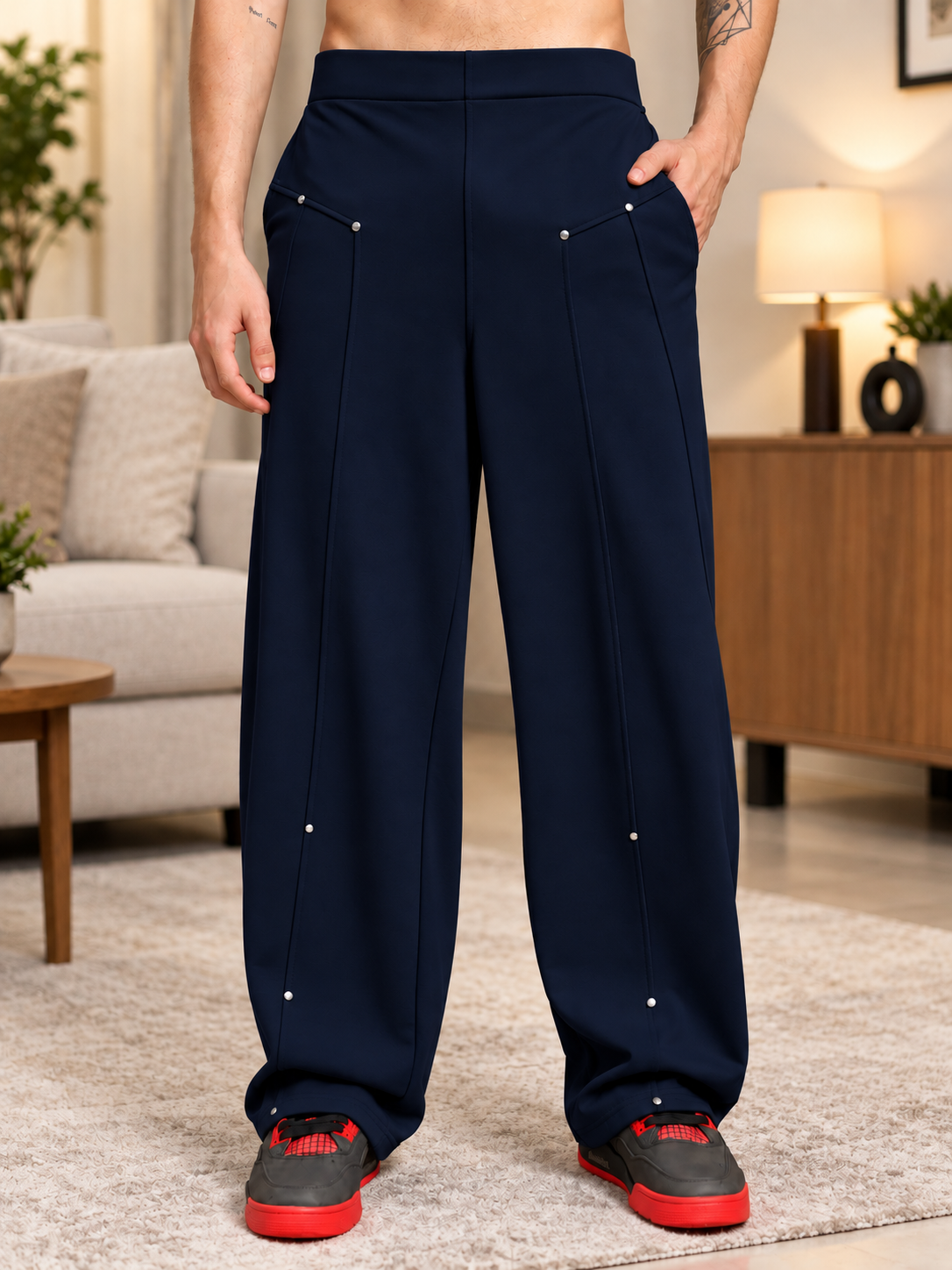 METALLIC HARDWARE ACCENT JOGGERS NAVY BLUE