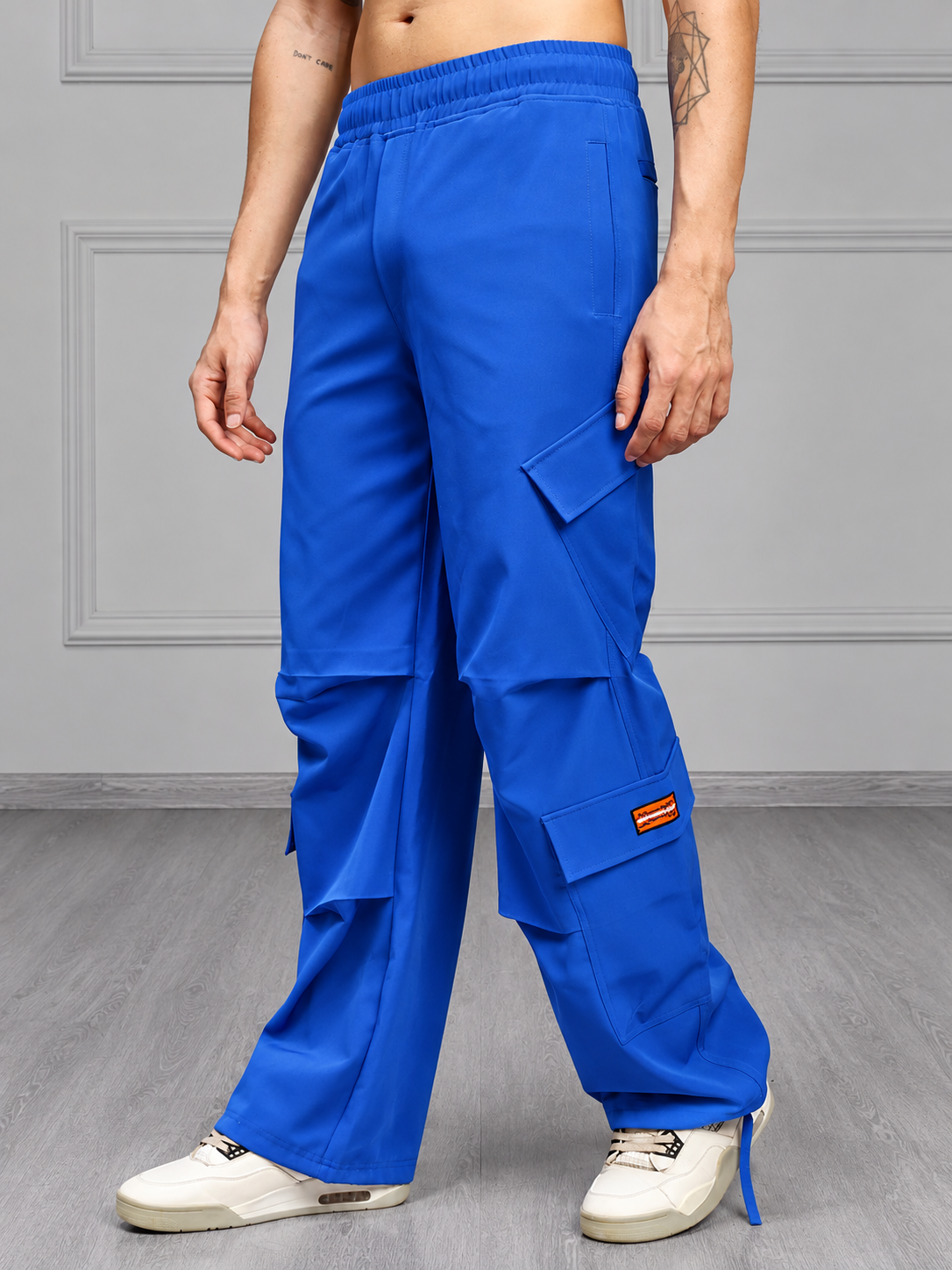 RELAXED FIT MULTI POCKET CARGO PANTS BLUE