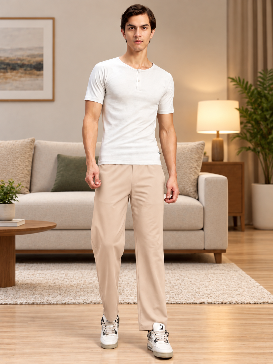 ESSENTIAL FLEX FIT CASUAL PANTS BEIGE