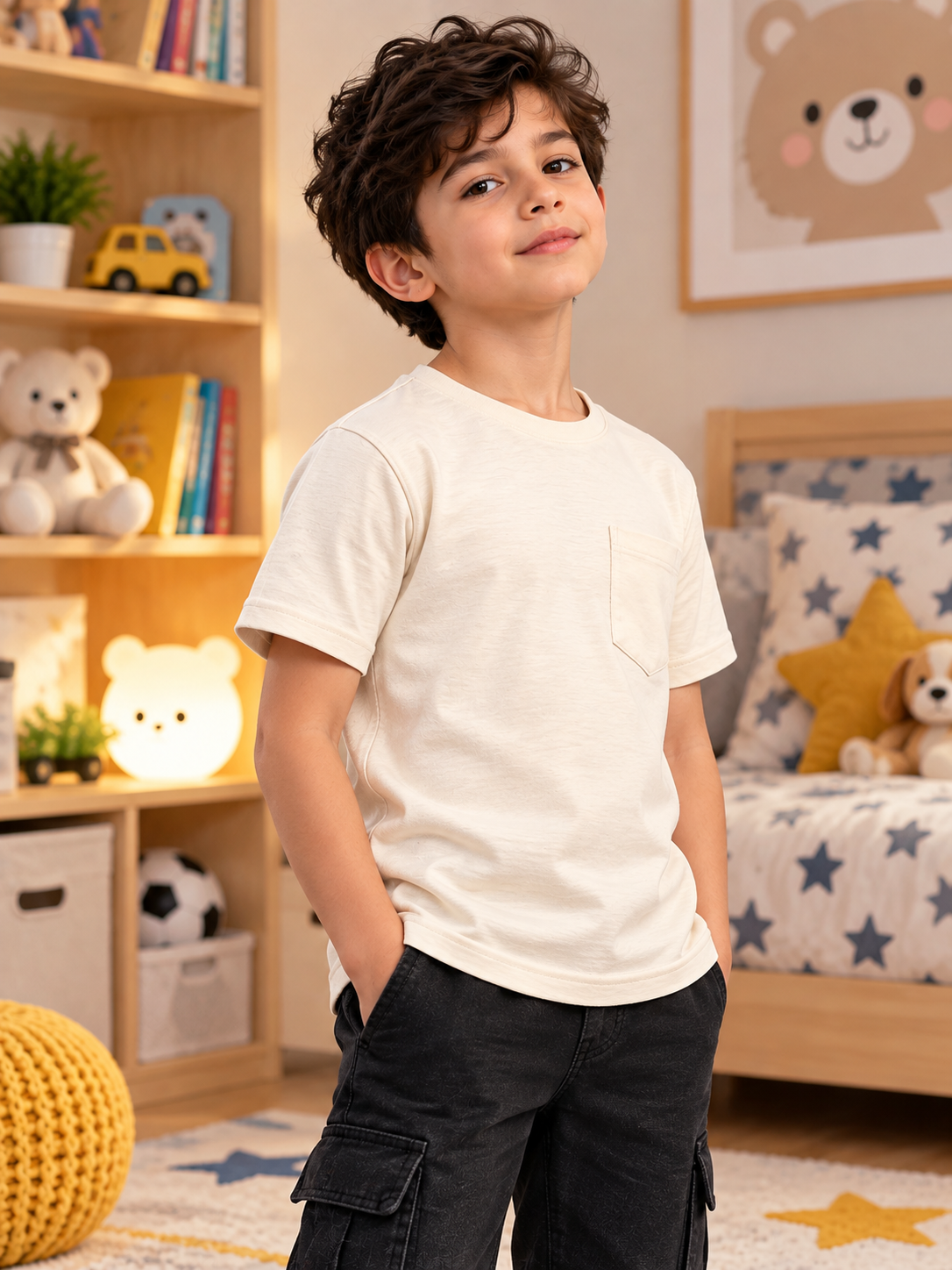 JOY REGULAR T-SHIRT FOR BOYS GIRLS BEIGE