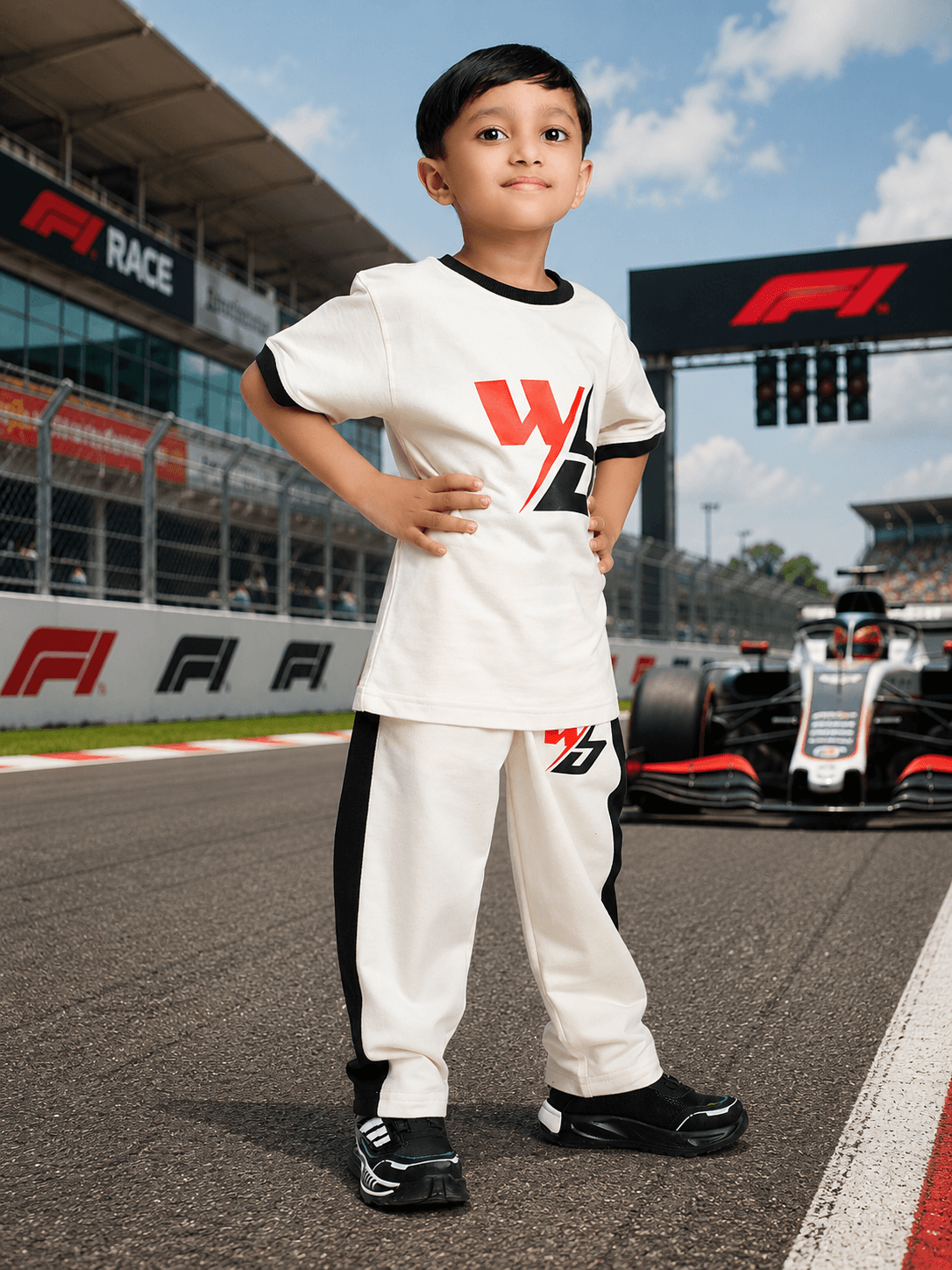 SPEED SURGE CO-ORD SET BOYS GIRLS WHITE BLACK