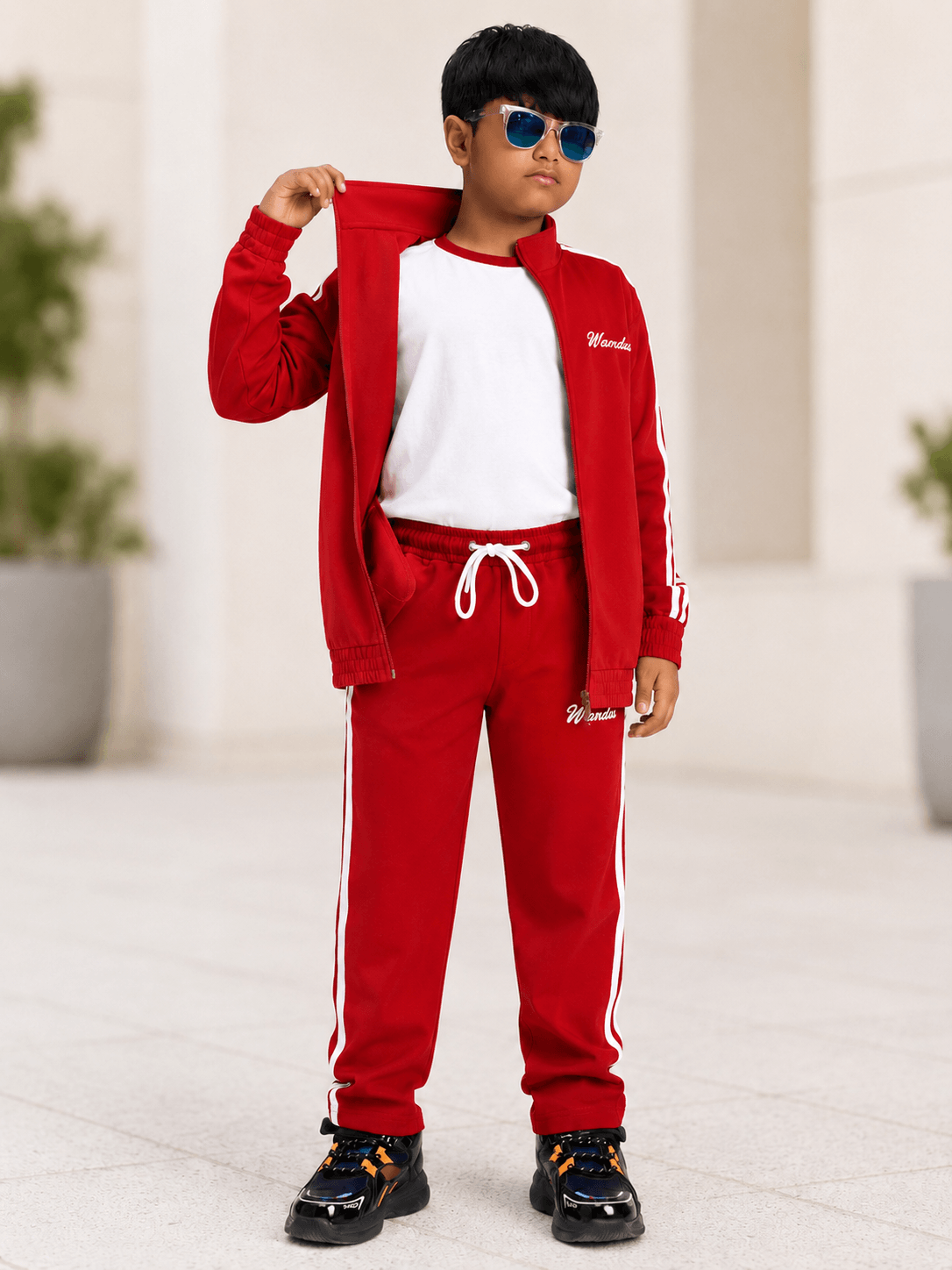 SPORTY ZIP UP JACKET FOR BOYS GIRLS RED