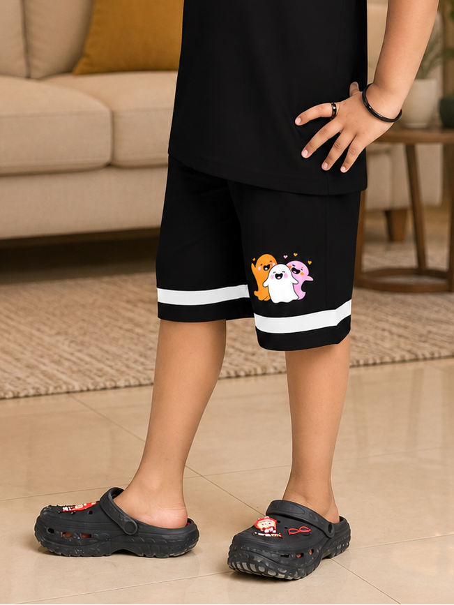HALLOWEEN GRAPHIC PRINT SHORTS FOR BOYS GIRLS BLACK