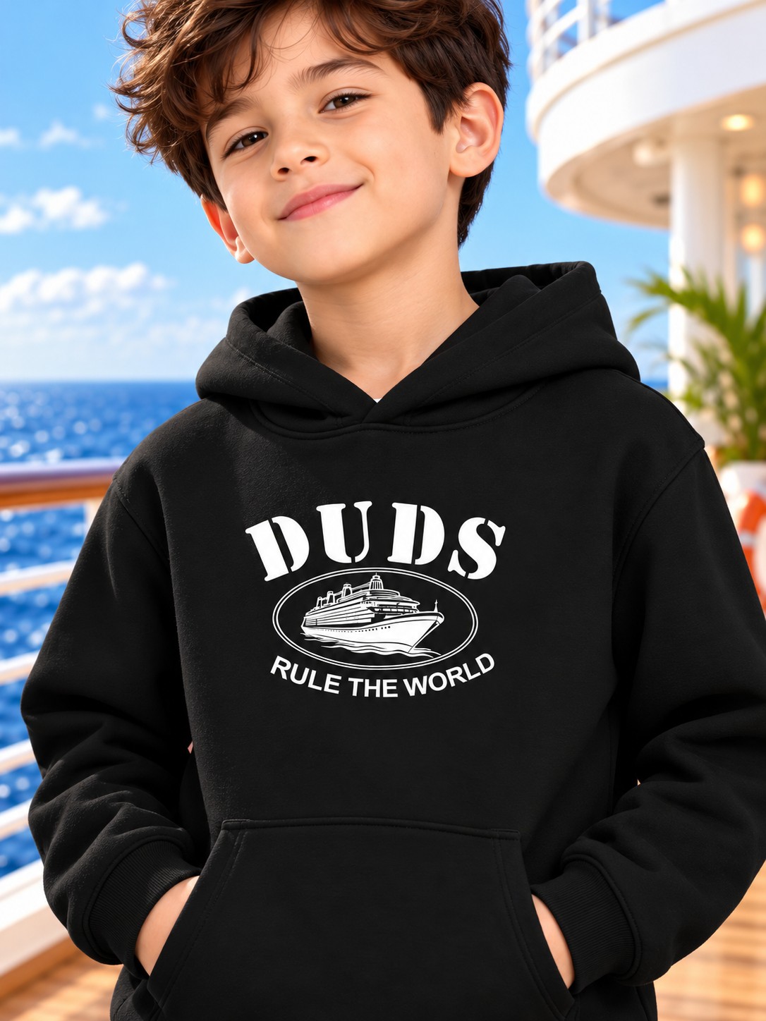 RULE THE WORLD FLEECE HOODIE FOR KIDS BLACK