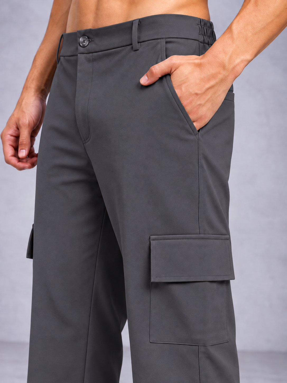 BELT LOOPS CARGO TROUSERS GREY