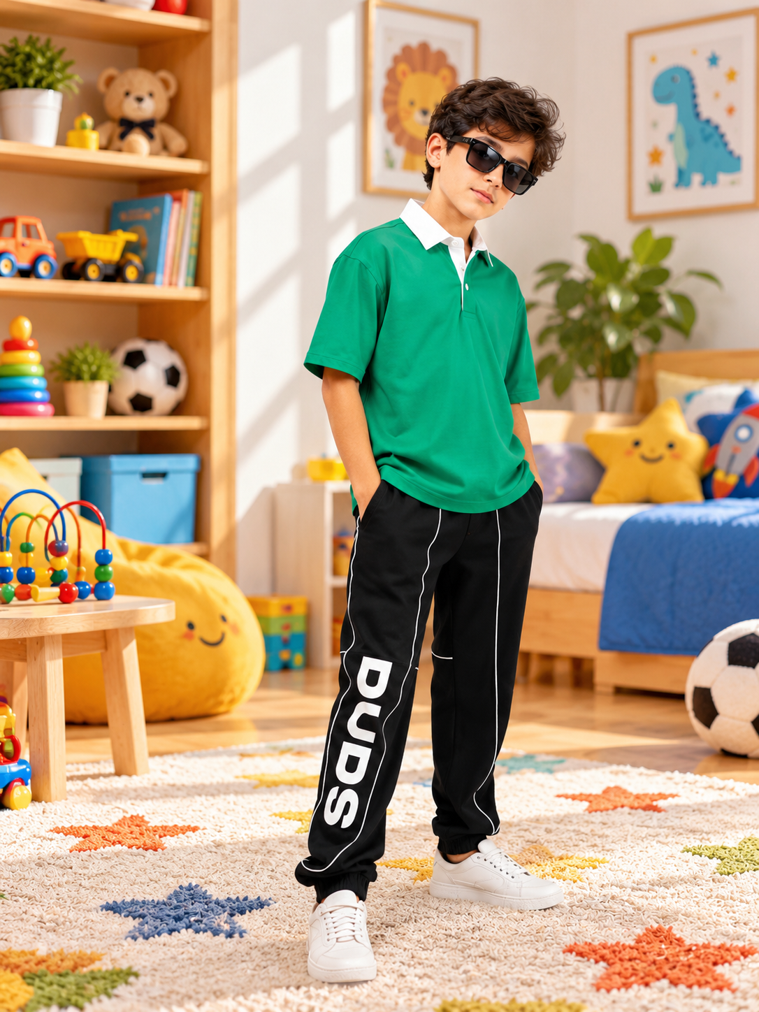 SAGOL POLO OVERSIZED T-SHIRT KIDS GREEN