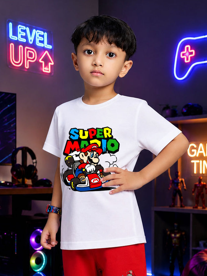 SUPER MARIO GRAPHIC T-SHIRT FOR BOYS GIRLS WHITE