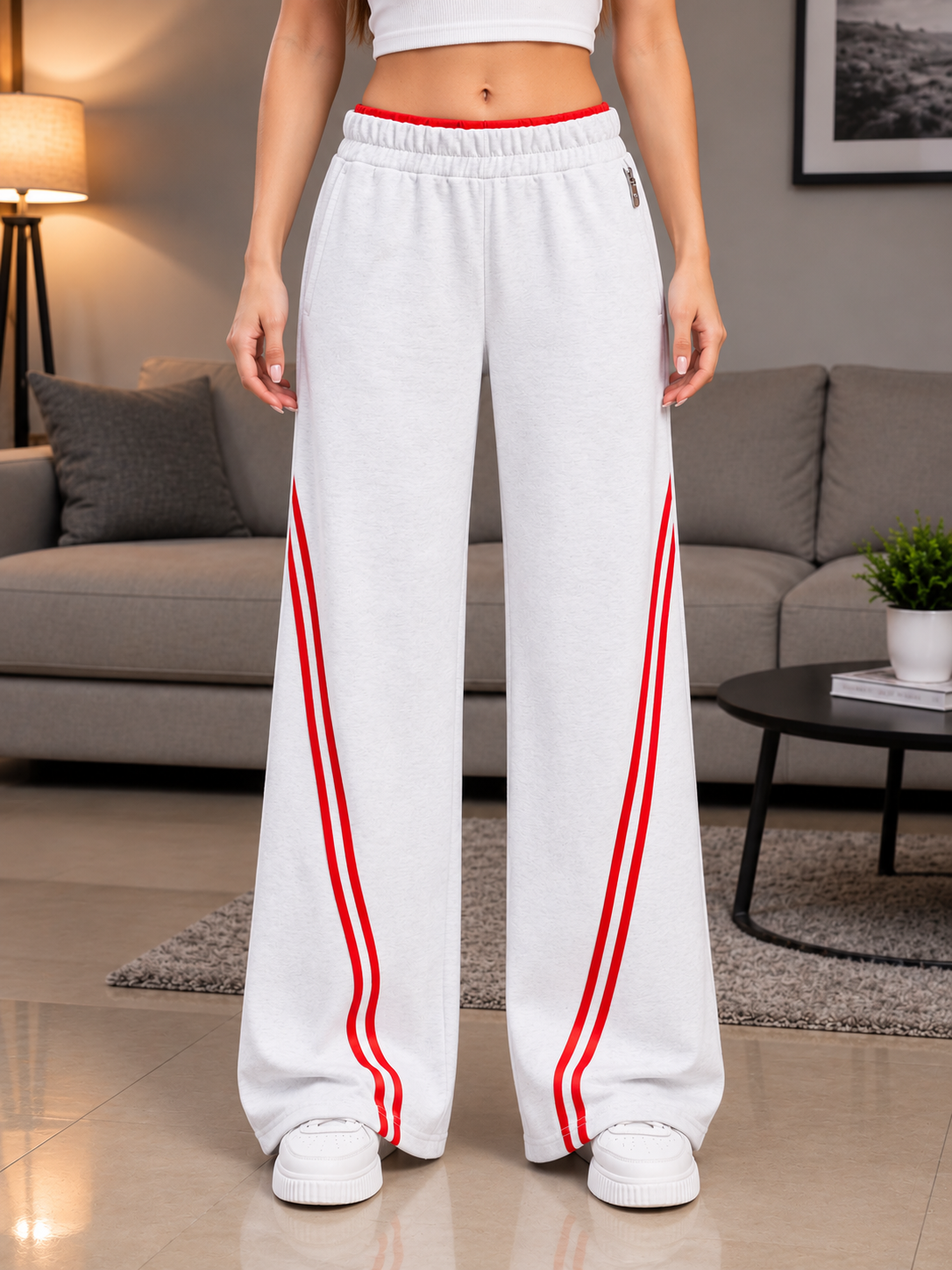 WOMEN SNOW STREETWEAR BAGGY JOGGERS MELANGE GREY