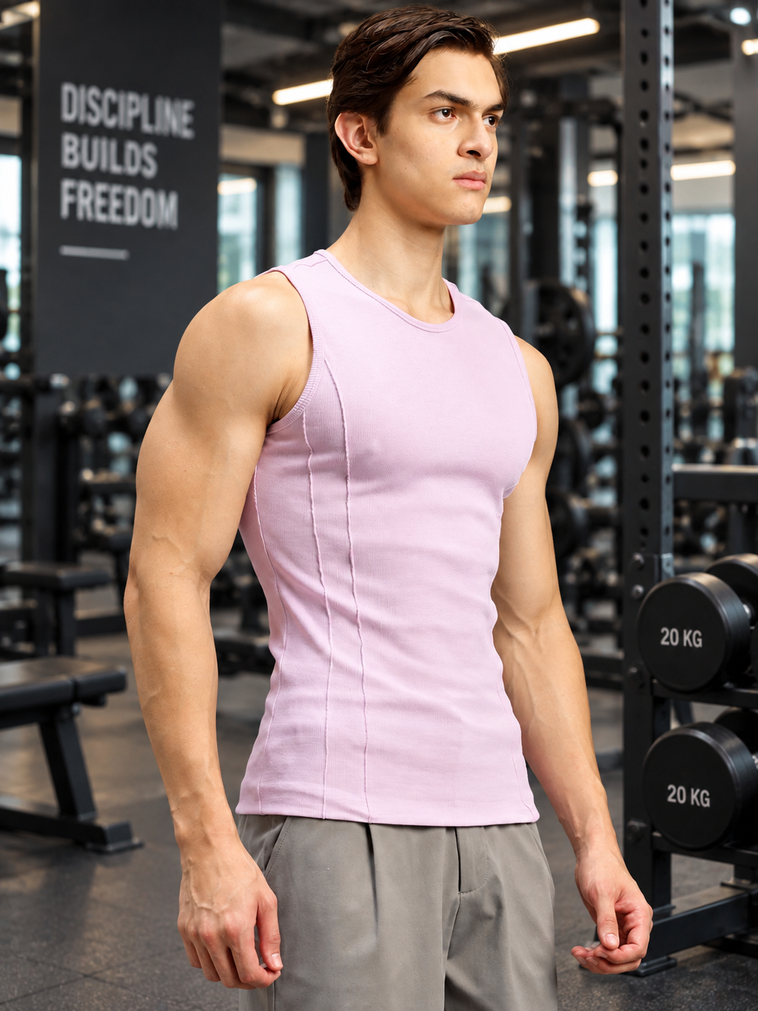 SLEEVELESS TANK GYM T-SHIRT PINK