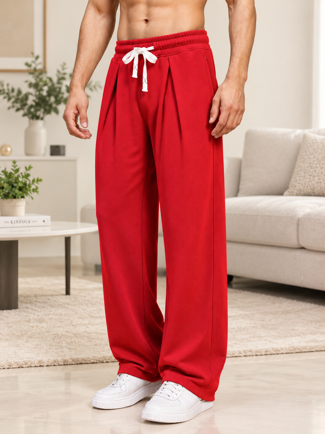 DRAPE TAILORED FIT JOGGERS RED