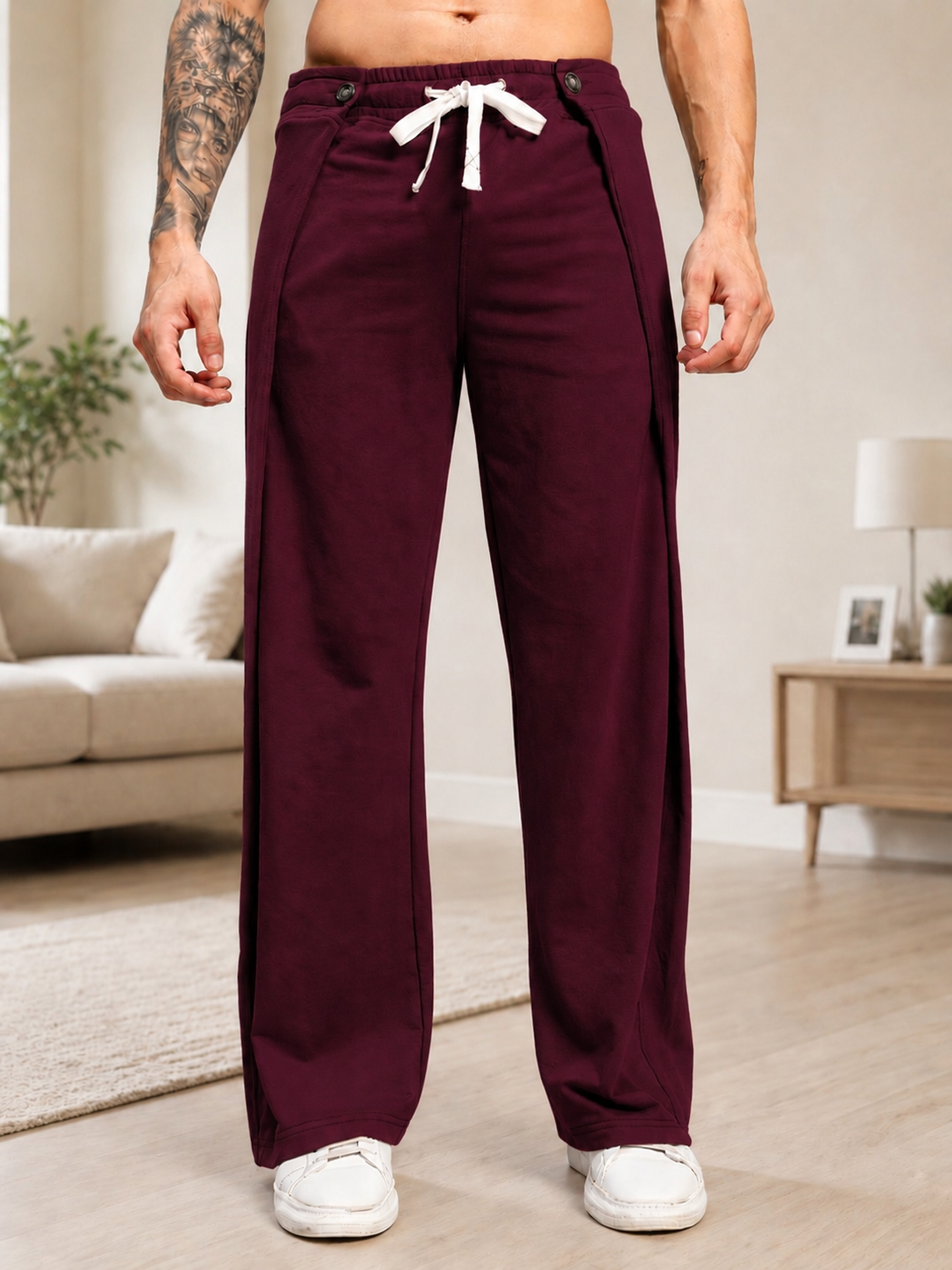 OMEGA FLOW WIDE FIT JOGGERS MAROON