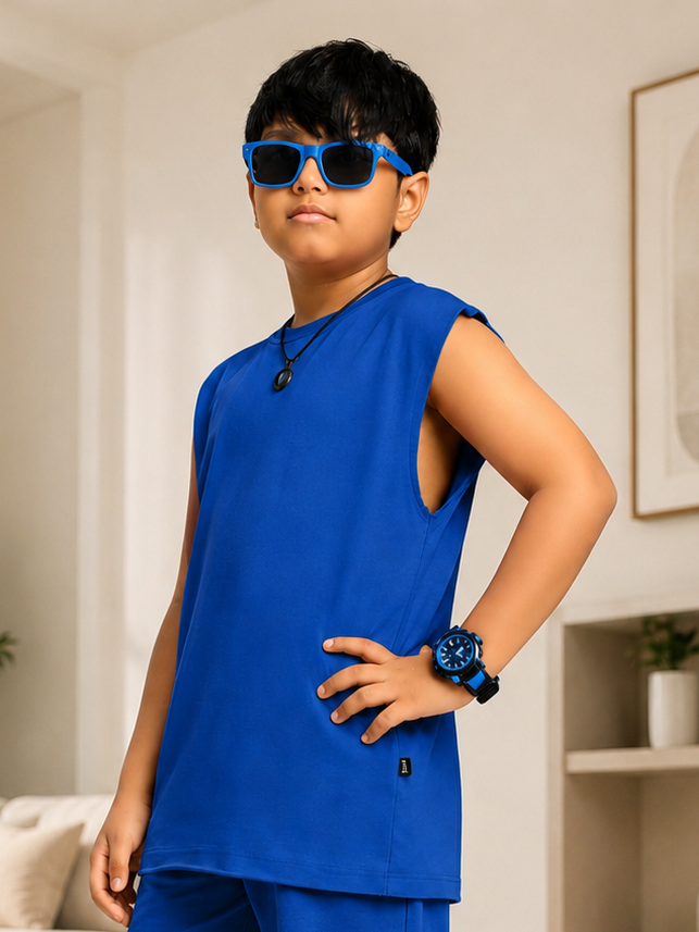 NEON RUSH SLEEVELESS T-SHIRT FOR BOYS GIRLS BLUE