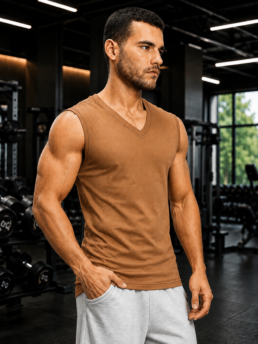LEVELUP GAMER SLEEVELESS T-SHIRT BROWN