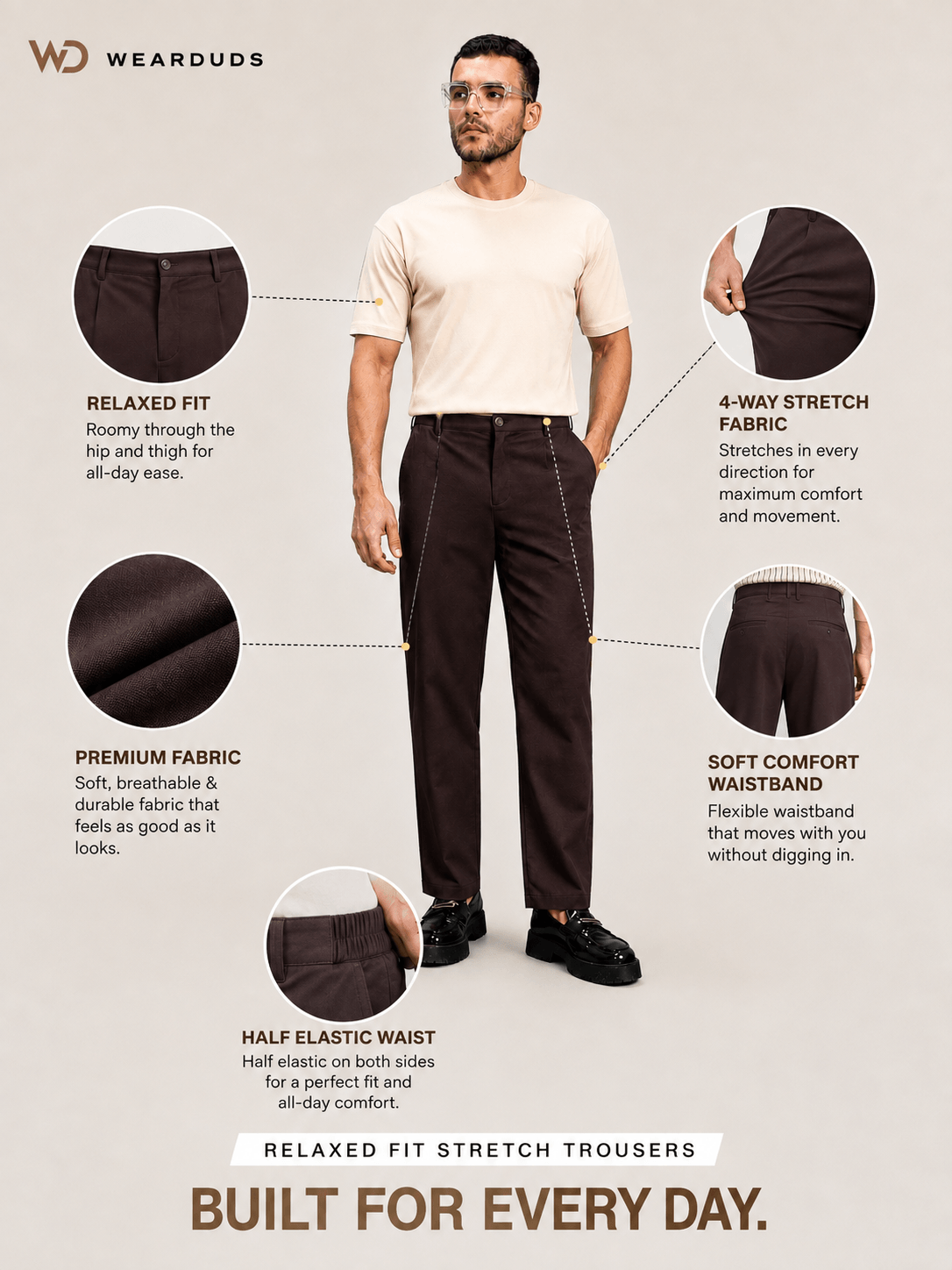 HIGH-FLEX TAILORED PANTS MAROON