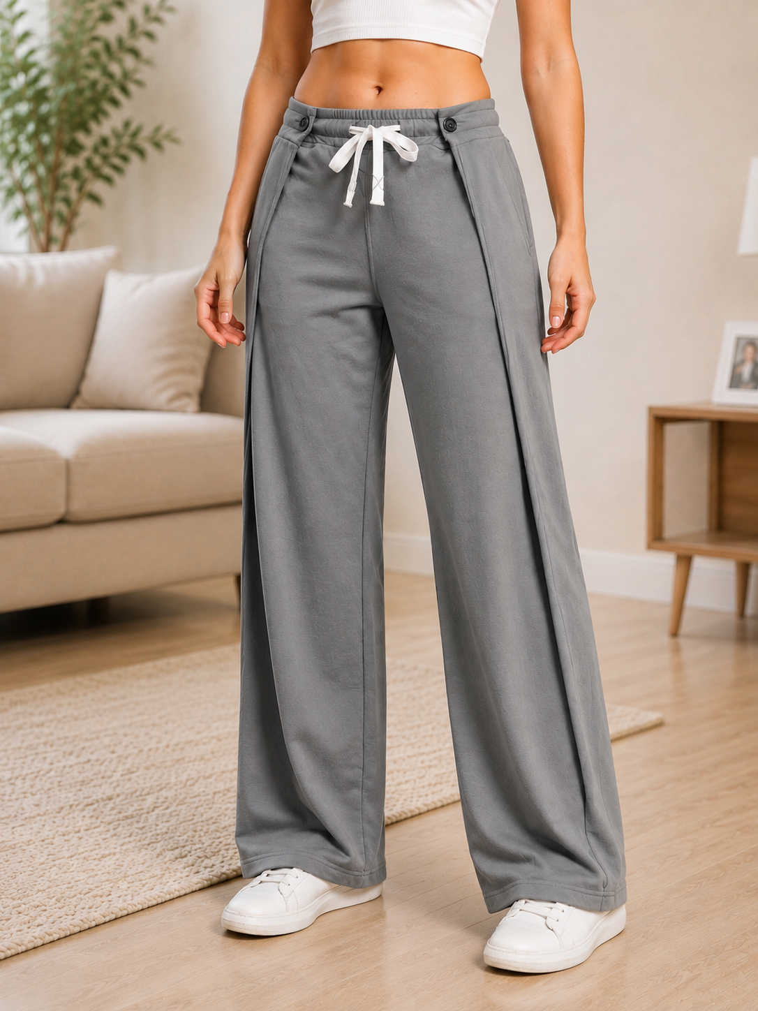 Women Omega Flow Wide Fit Joggers Grey – relaxed, fashion-forward joggers for effortless streetwear, casual outings, travel days, and off-duty looks.
