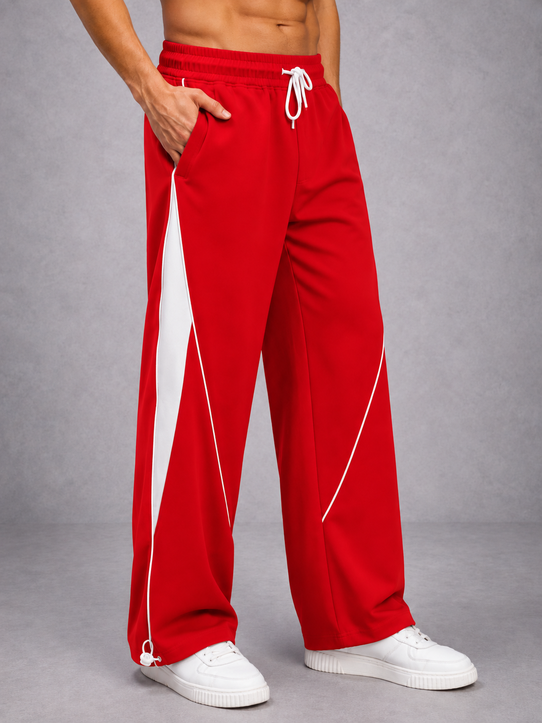 BOLD ELECTRIC RELAXED FIT JOGGERS RED WHITE