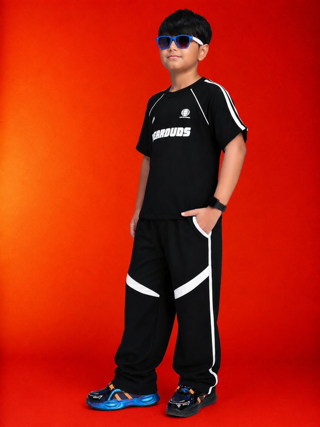KIDS ROSTER CO-ORD BOYS GIRLS BLACK WHITE