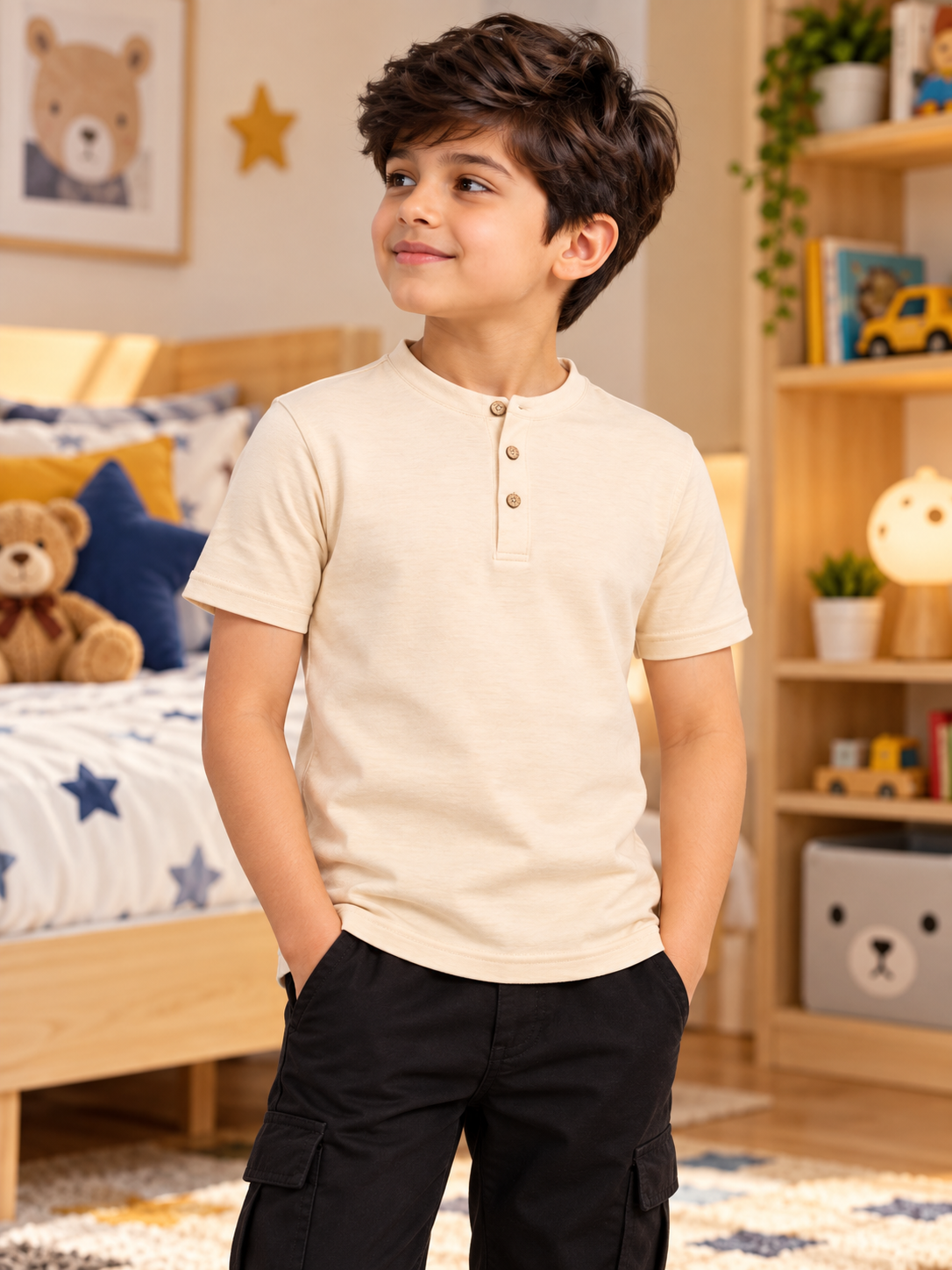 ALBET REGULAR T-SHIRT FOR BOYS GIRLS BEIGE