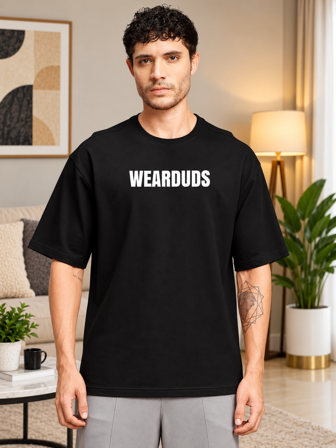 CRAB OVERSIZED GRAPHIC GYM T-SHIRT BLACK