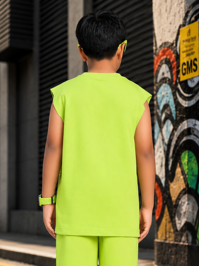 NEON RUSH SLEEVELESS T-SHIRT FOR BOYS GIRLS NEON GREEN