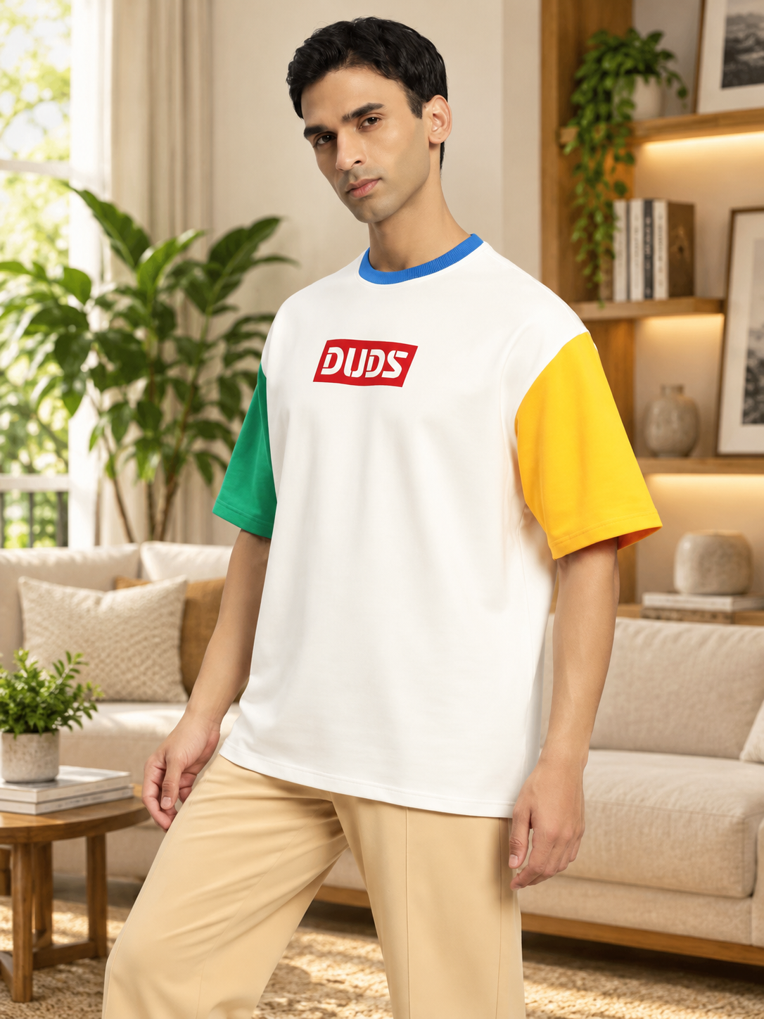 CHROMA COLOR BLOCKED OVERSIZED T-SHIRT OFF WHITE
