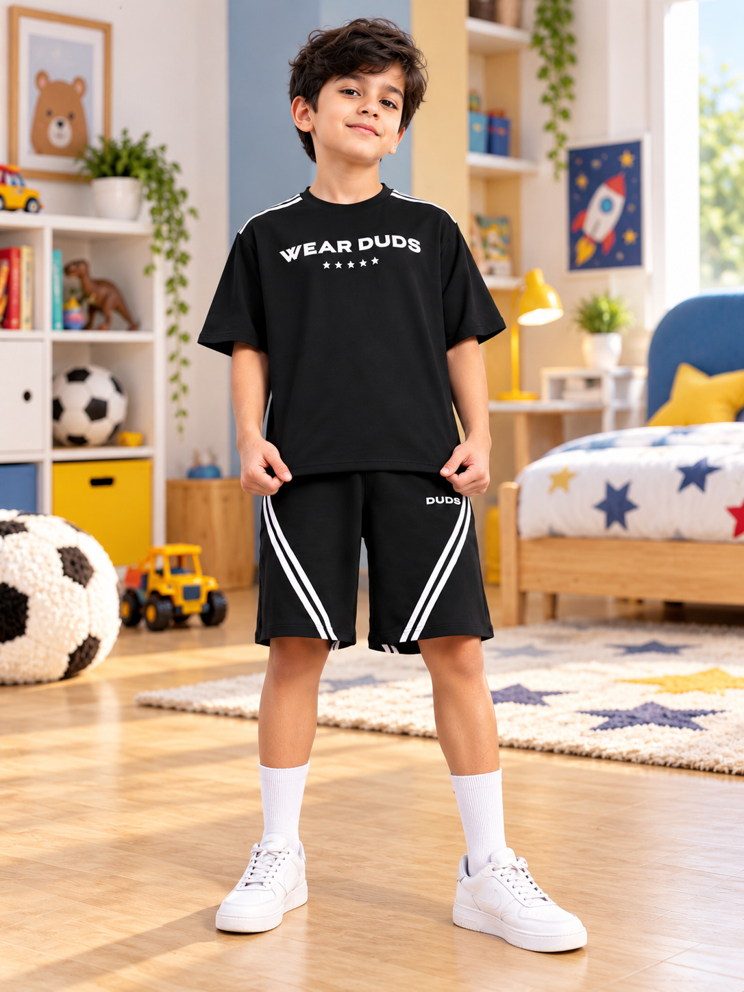 STAR JUMPER OVER-SIZED CO-ORD FOR BOYS GIRLS BLACK