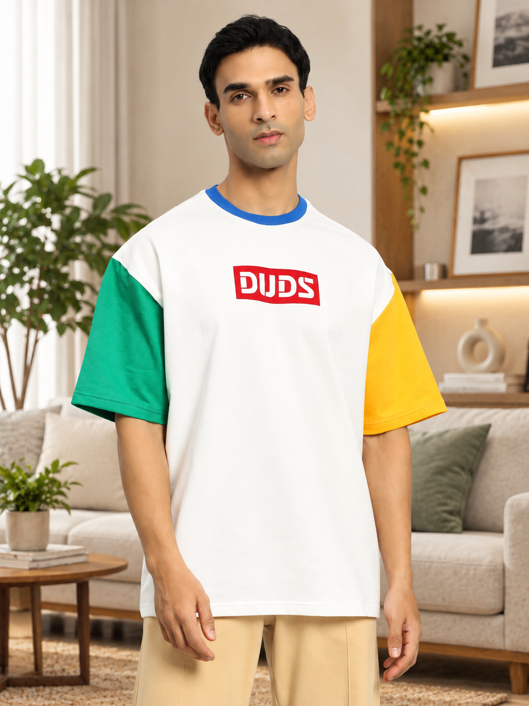 CHROMA COLOR BLOCKED OVERSIZED T-SHIRT OFF WHITE