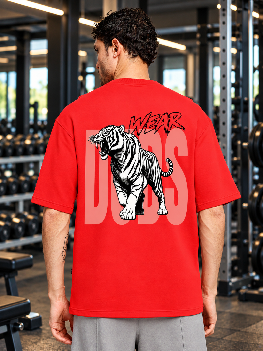 UNIQUE OVERSIZED GRAPHIC GYM T-SHIRT RED