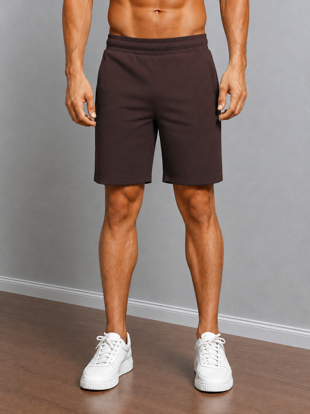 SLIM-FIT SOLID REGULAR SHORTS MAROON