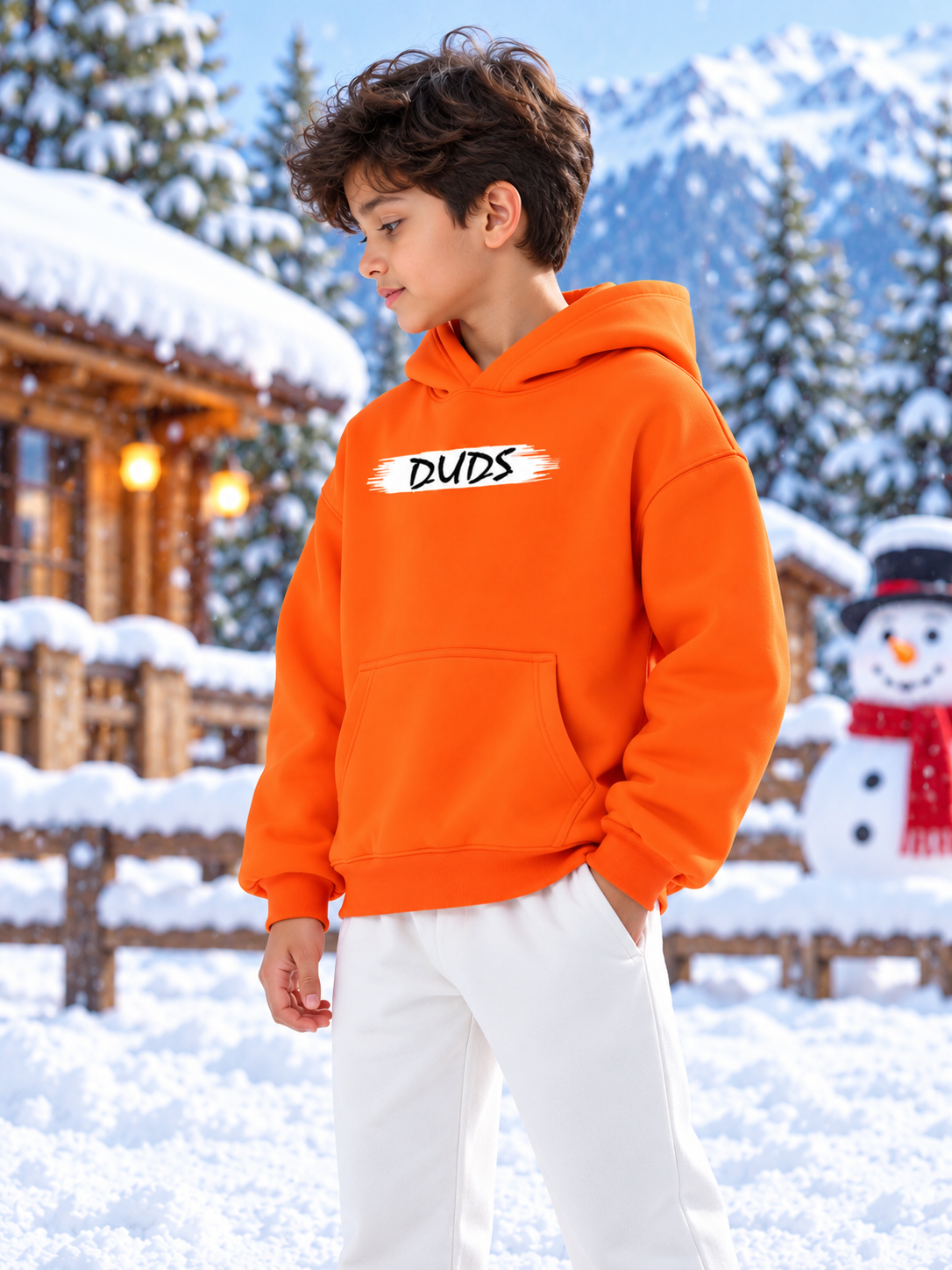 BLOOM QUOTE FLEECE OVERSIZED HOODIE FOR BOYS AND GIRLS ORANGE