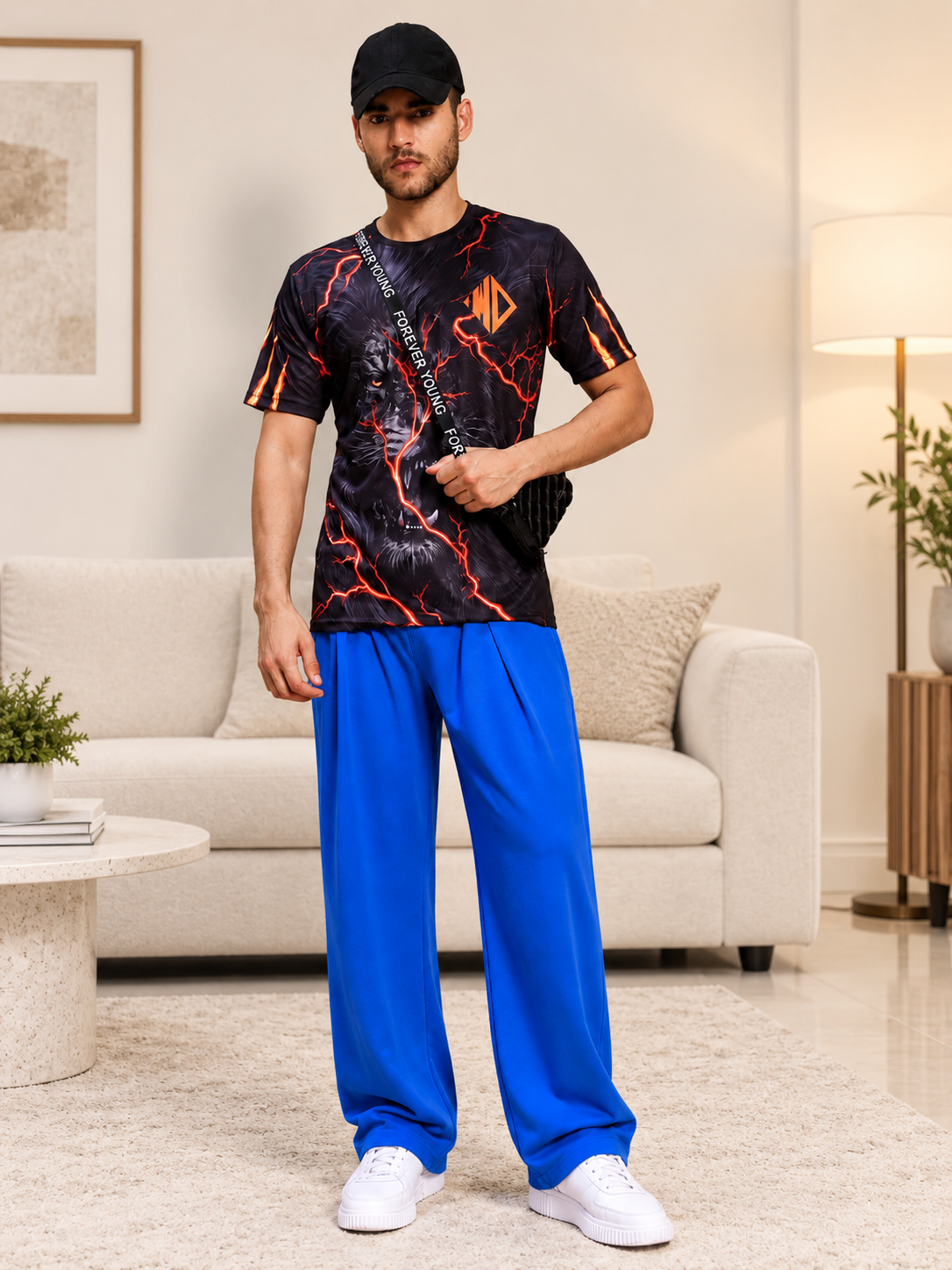 DRAPE TAILORED FIT JOGGERS NEON BLUE