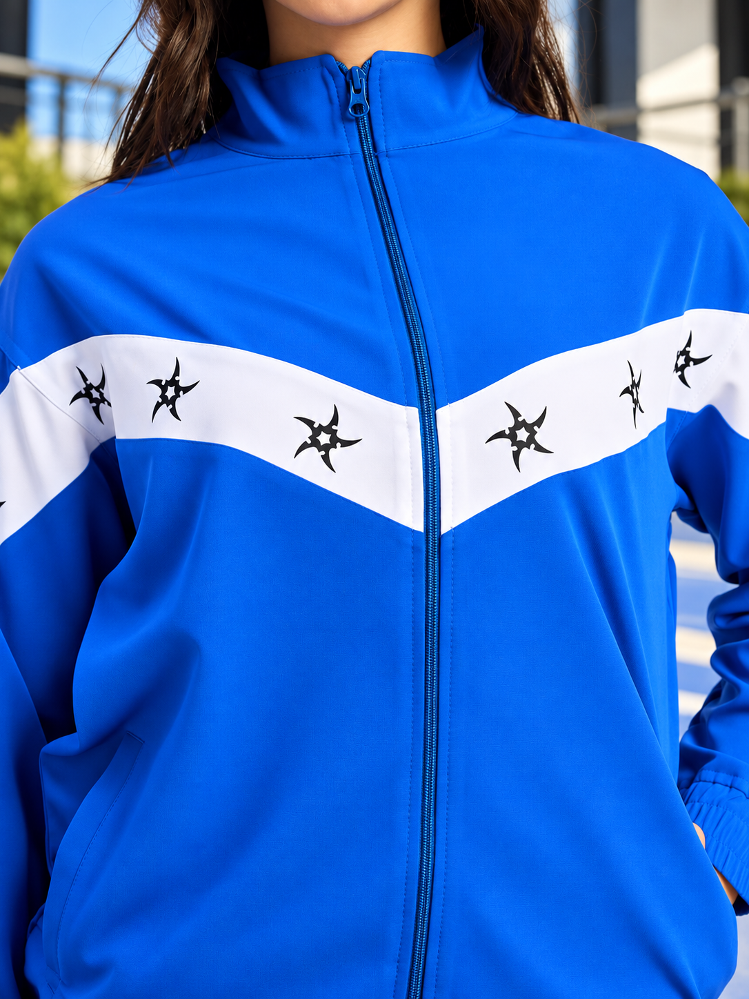 WOMEN MATCHING LOOSE FIT CO-ORD SET BLUE WITH WHITE