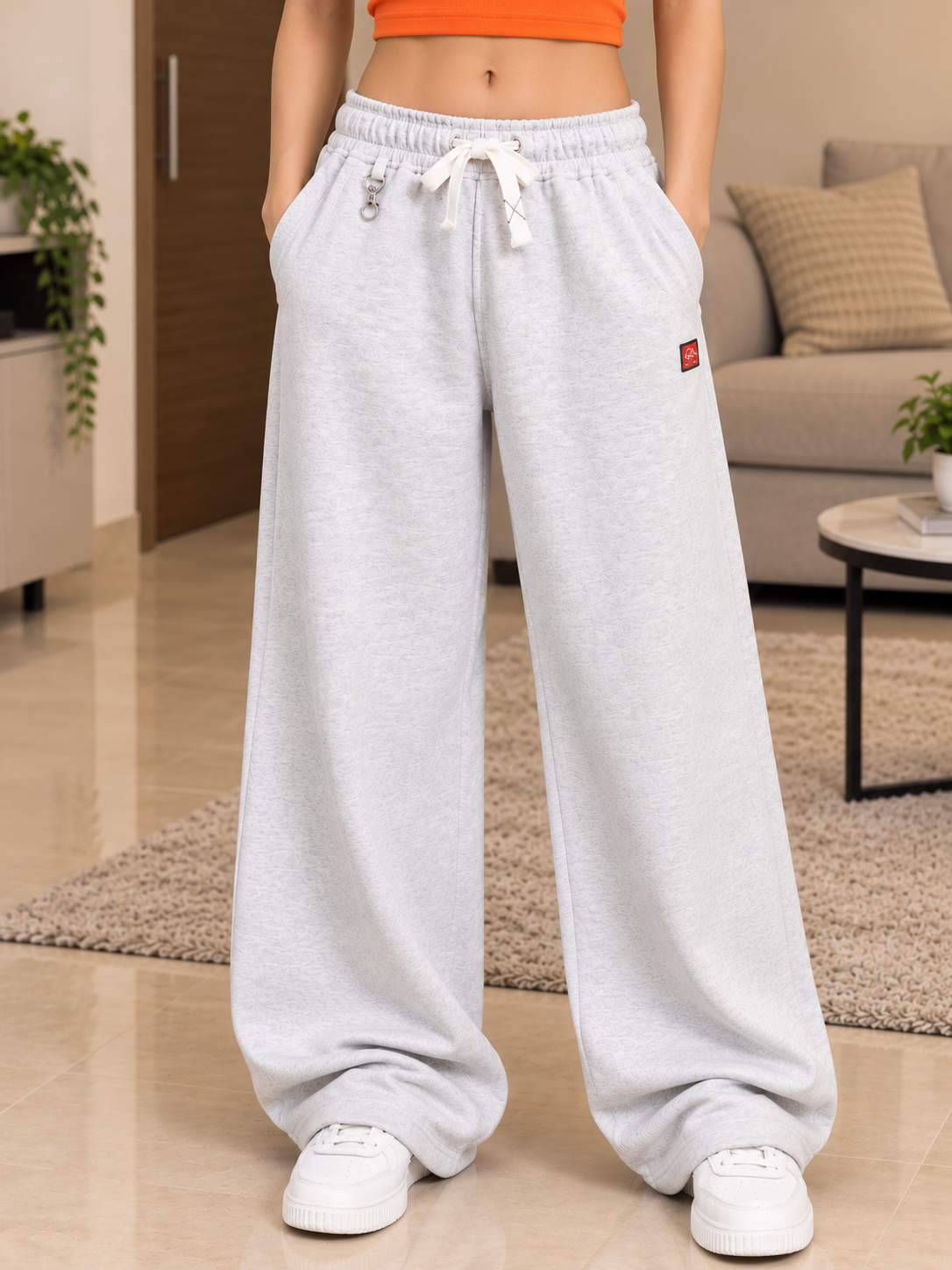 WOMEN CARABINER UTILITY BAGGY JOGGERS MELANGE GREY