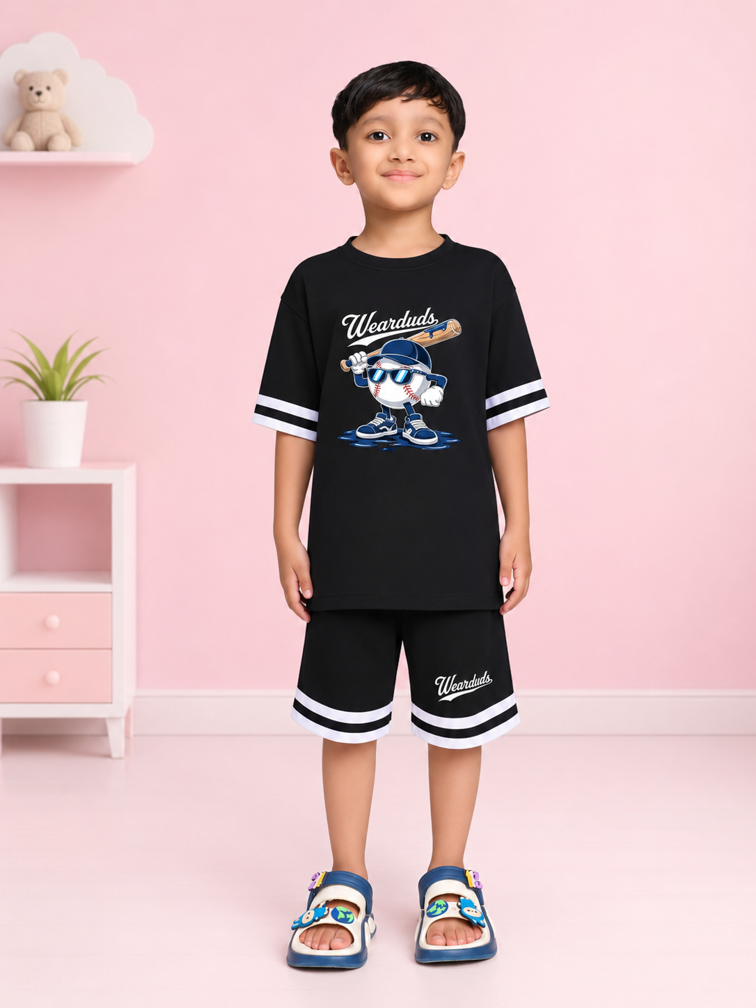 MASCOT GRAPHIC SHORTS FOR BOYS GIRLS BLACK WHITE