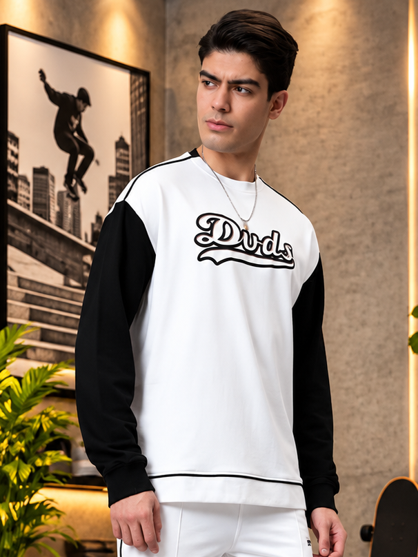 HUNK OVER-SIZED SWEATSHIRT T-SHIRT WHITE BLACK
