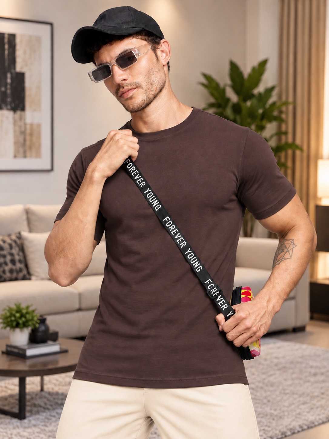 CLASSIC SLIM FIT T-SHIRT DARK BROWN