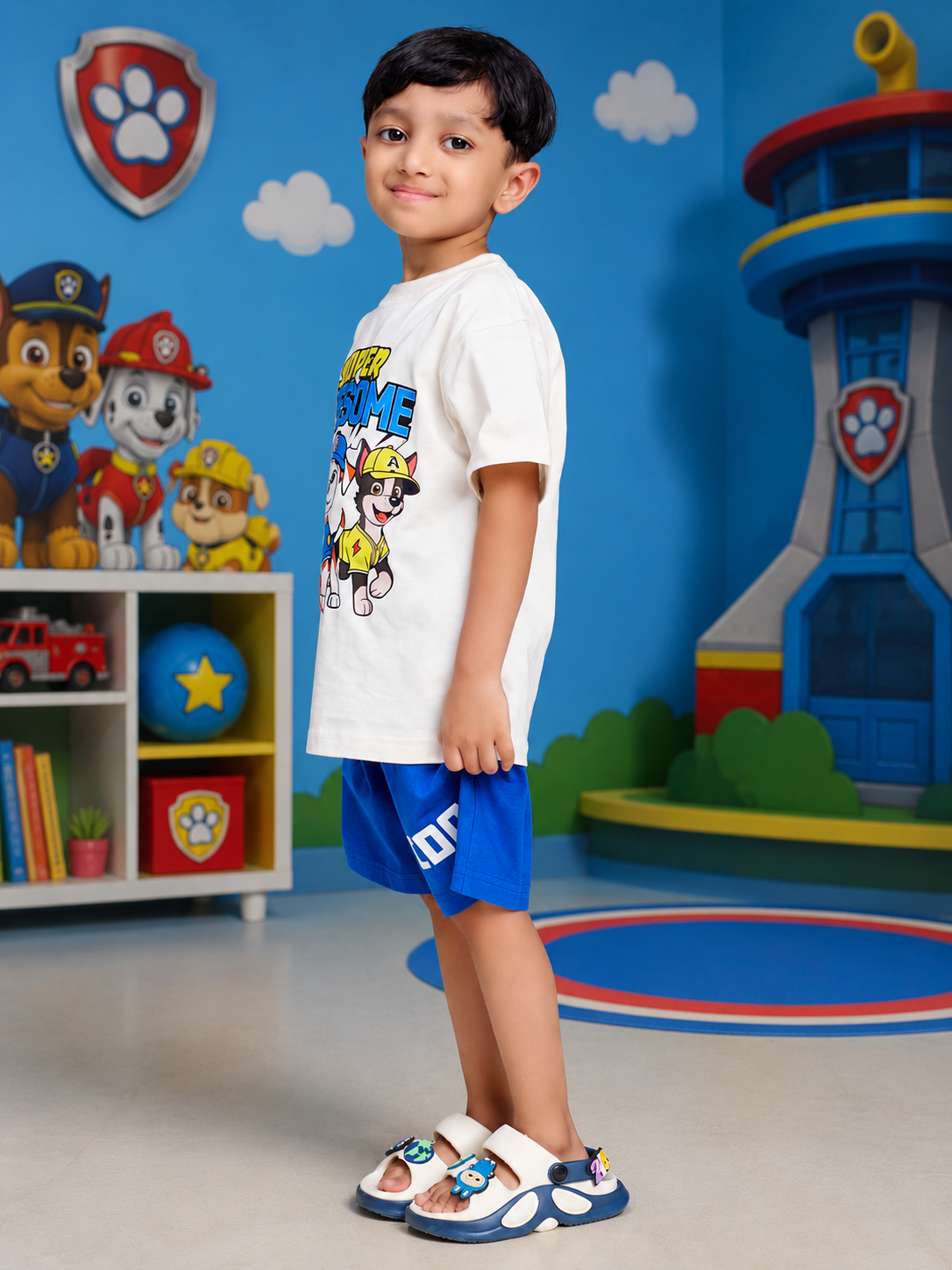 SUPER SQUAD CO-ORD SET FOR BOYS GIRLS WHITE BLUE