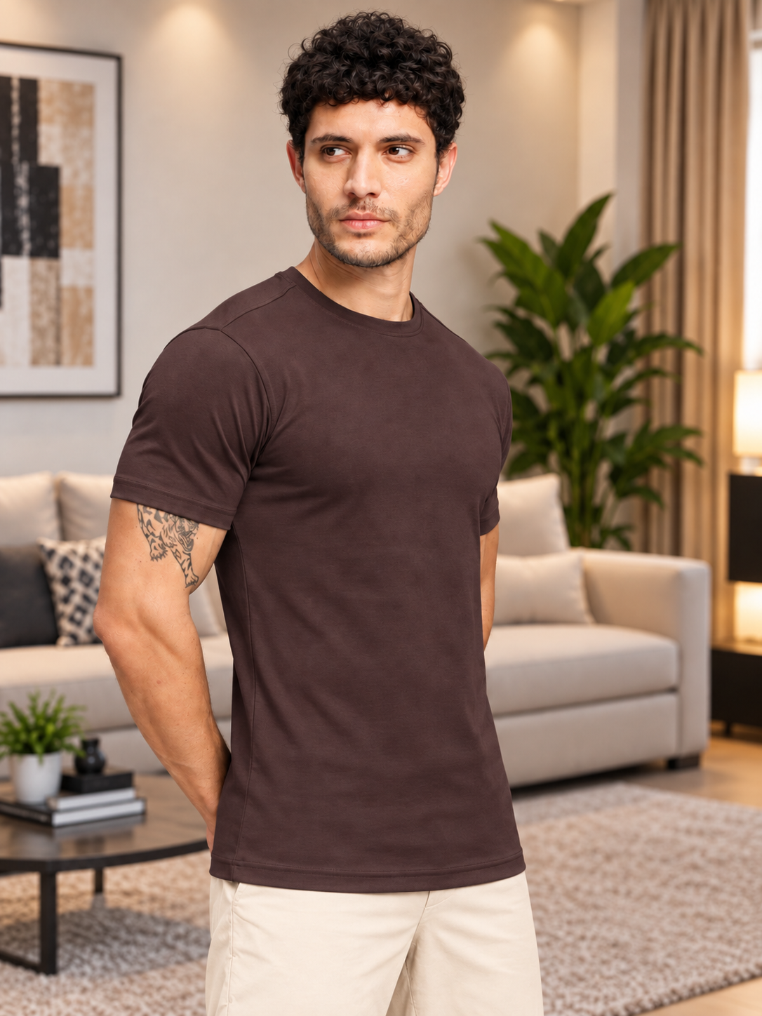 CLASSIC SLIM FIT T-SHIRT DARK BROWN