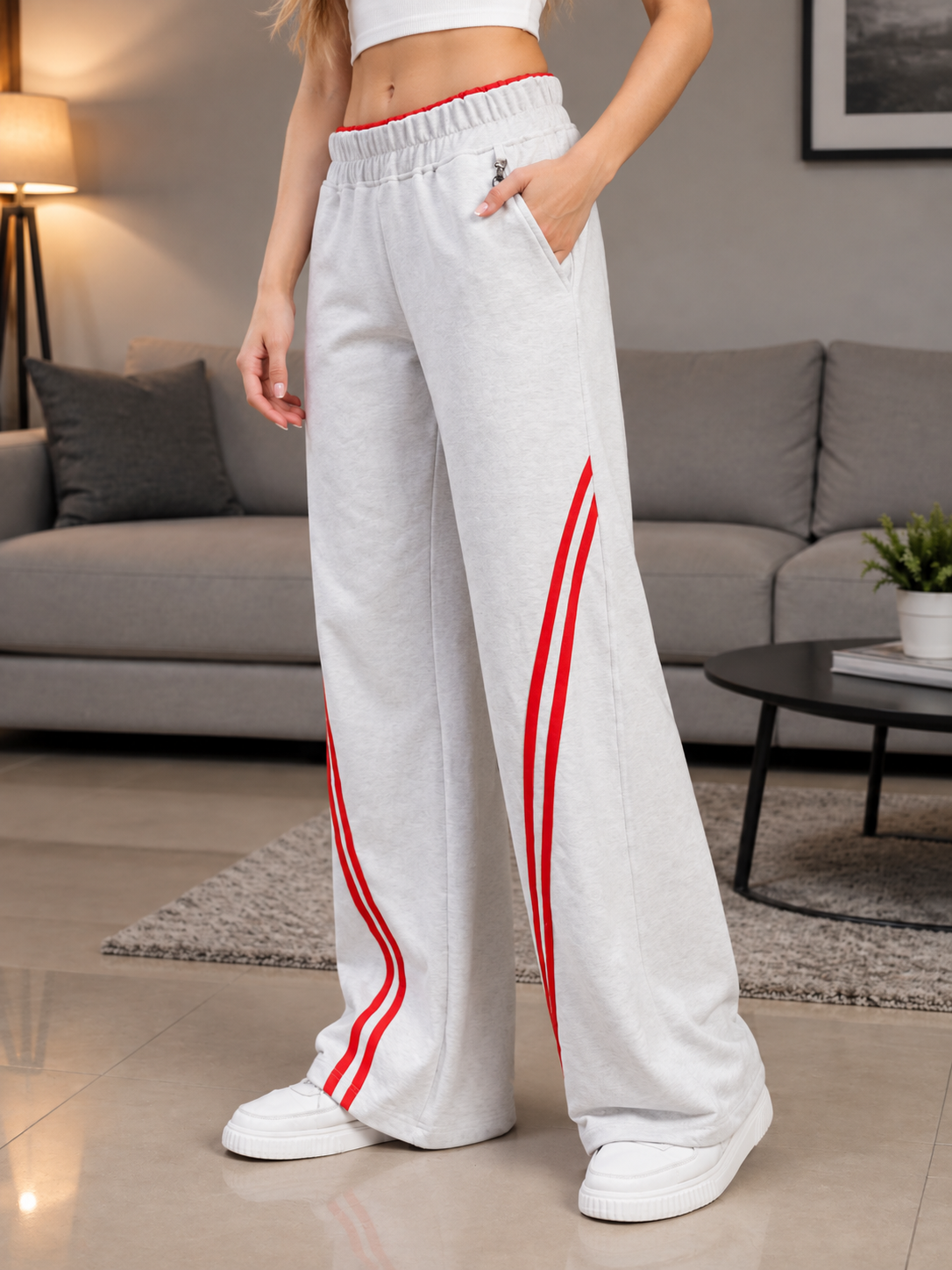 WOMEN SNOW STREETWEAR BAGGY JOGGERS MELANGE GREY