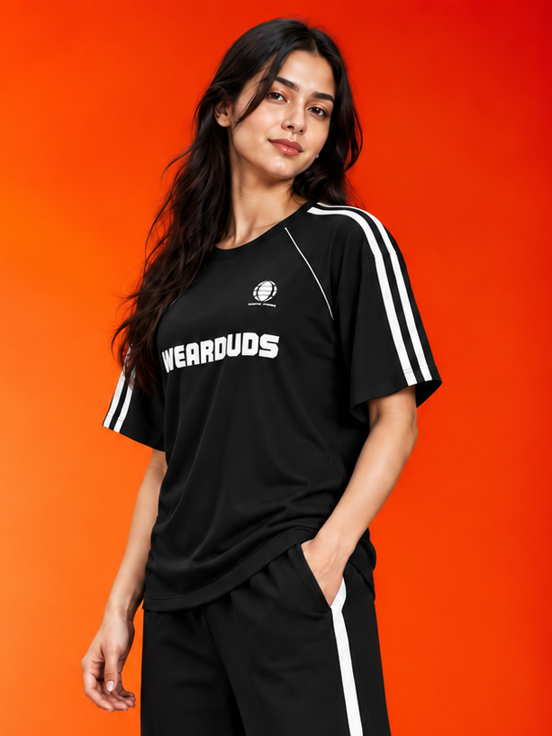 WOMEN ROSTER RELAXED FIT T-SHIRT BLACK WHITE