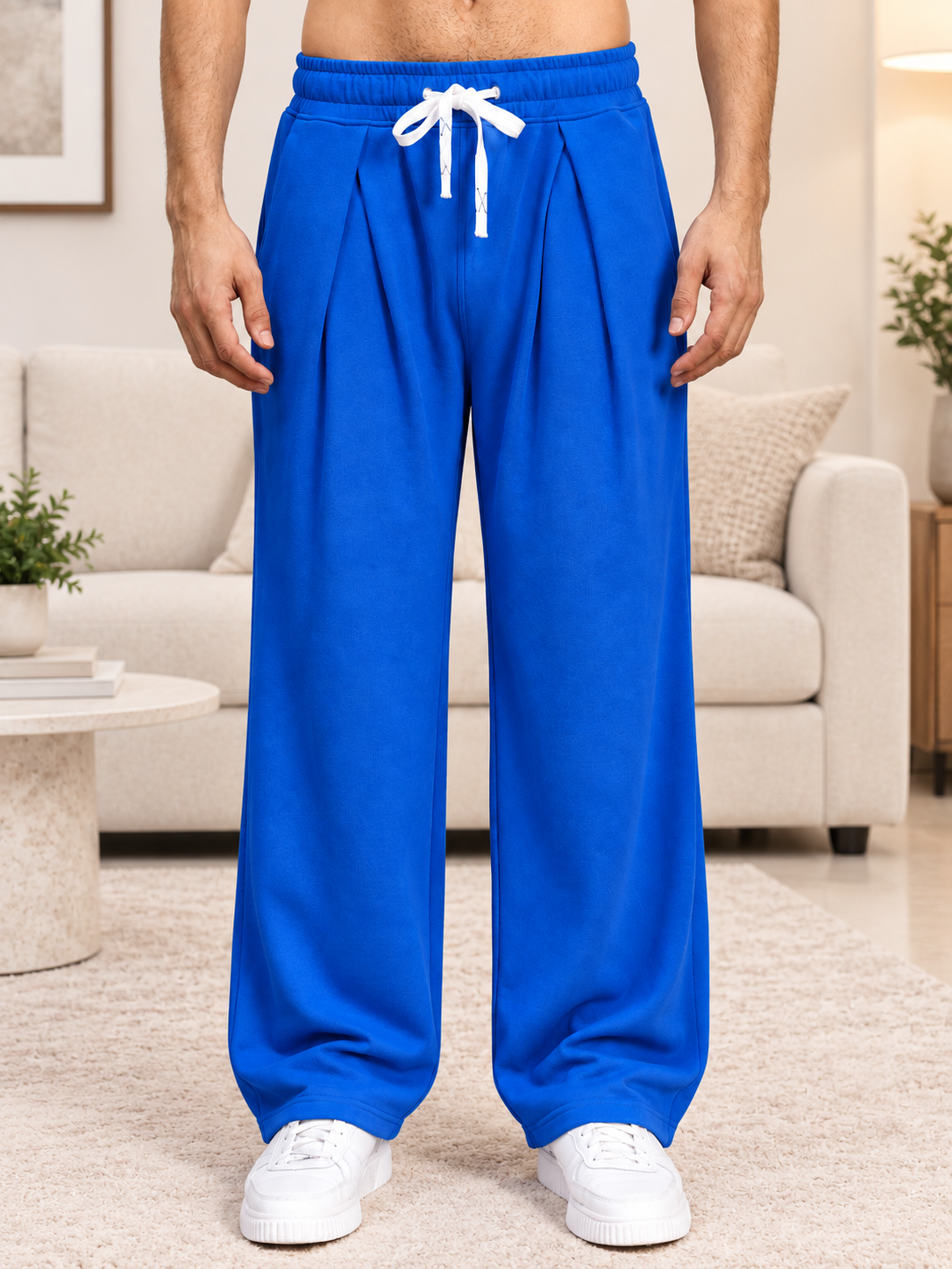 DRAPE TAILORED FIT JOGGERS NEON BLUE
