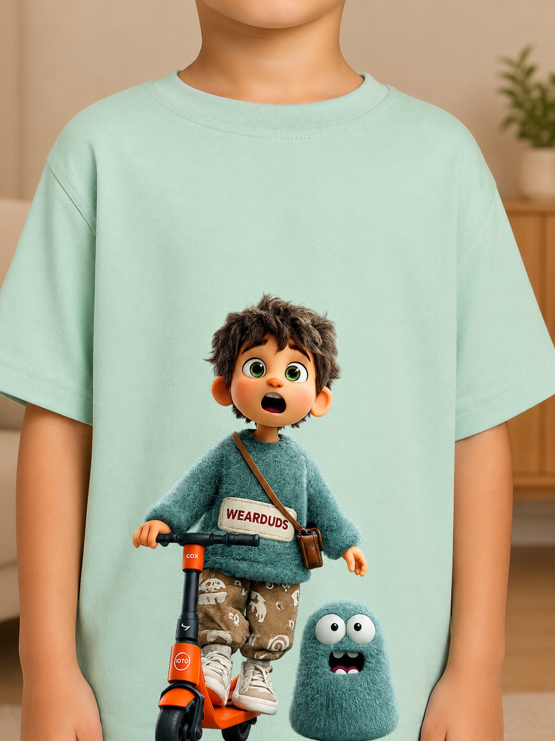 FUN MONSTER GRAPHIC T-SHIRT FOR BOYS GIRLS GREEN