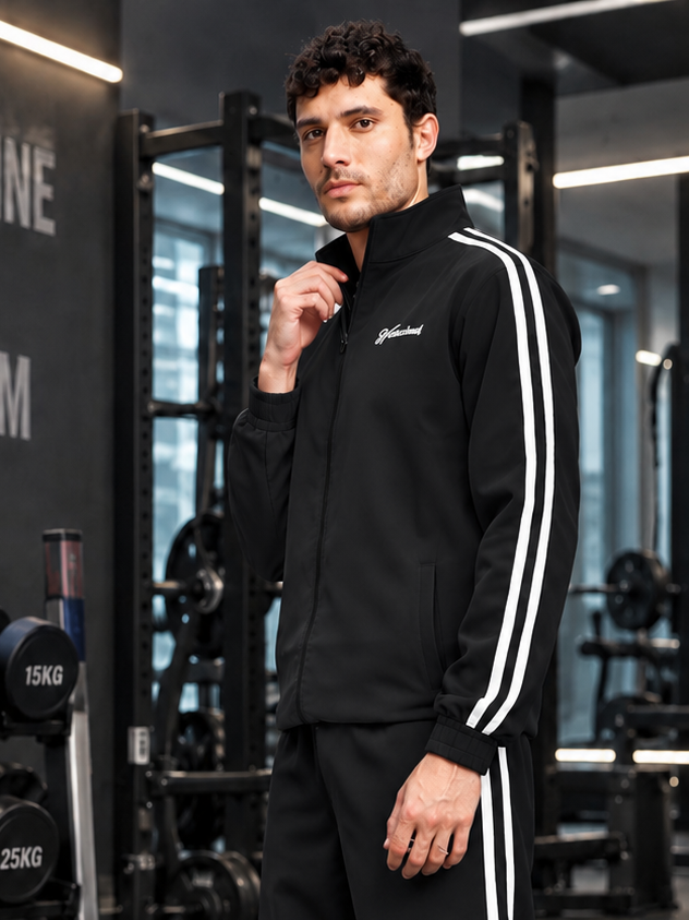 SPORTY ZIP UP RELAXED FIT JACKET BLACK